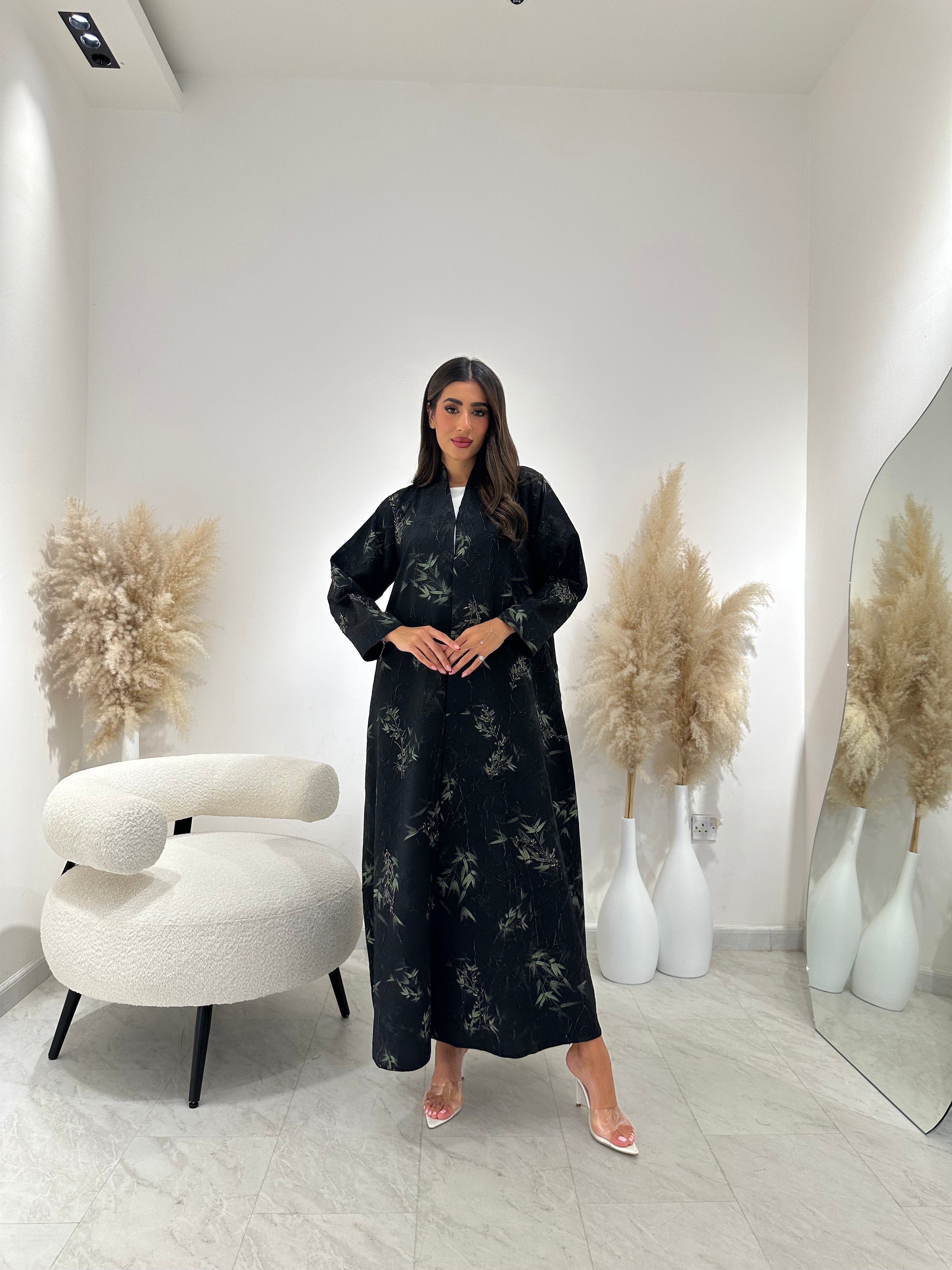 C 1266 Forest Green Beaded Abaya