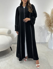 C 1429 Black Crystal Lace Abaya