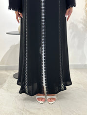 C 1429 Black Crystal Lace Abaya