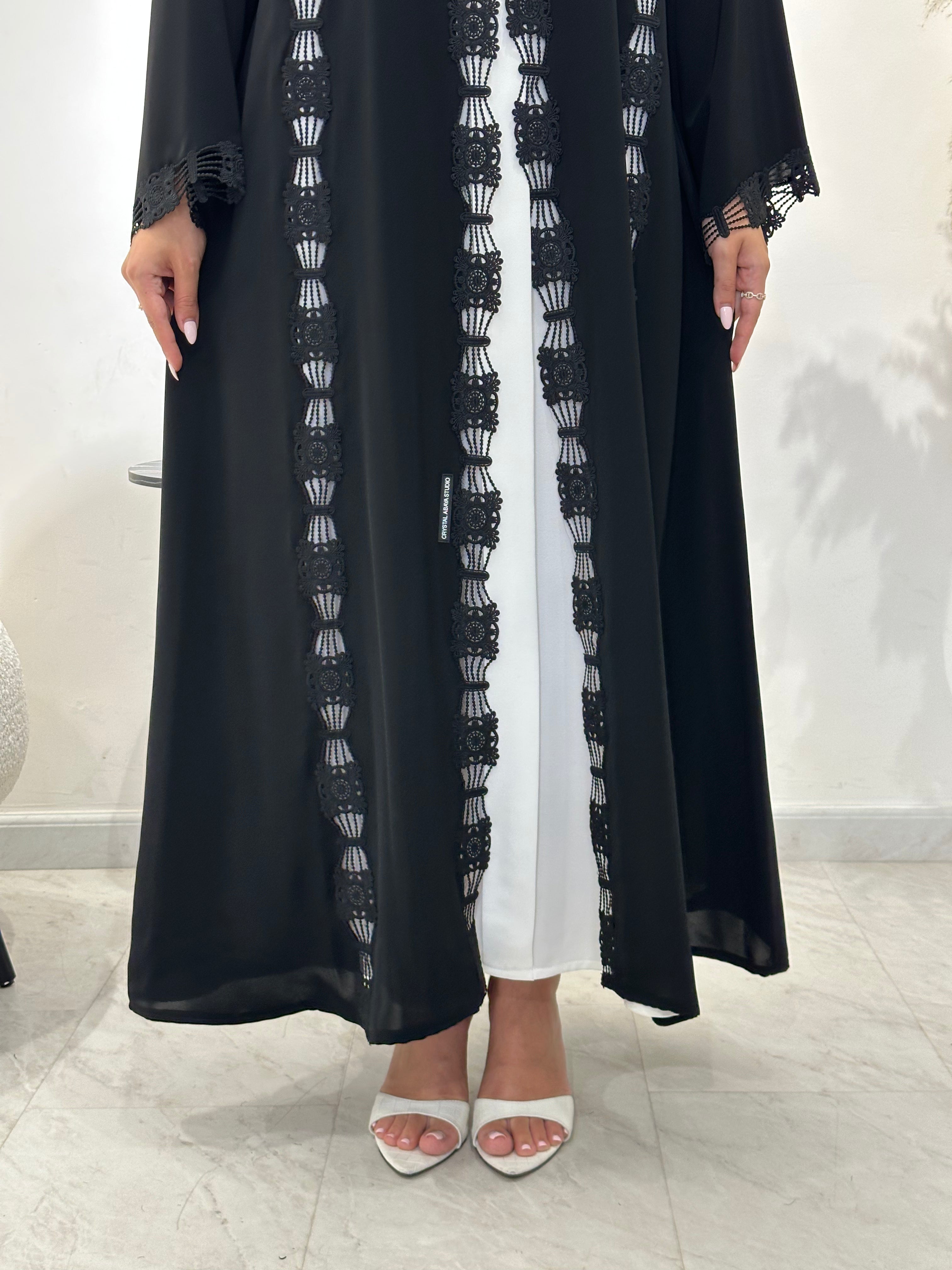 C 1427 Black Lace Abaya