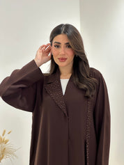 C 1027 Brown Beaded Abaya