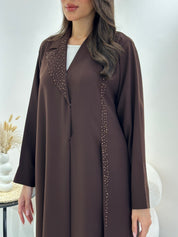 C 1027 Brown Beaded Abaya