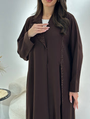 C 1027 Brown Beaded Abaya