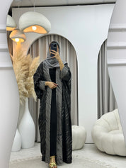 C 0487 Grey Silver Bisht Abaya