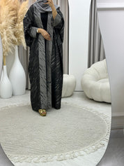 C 0487 Grey Silver Bisht Abaya