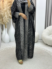 C 0487 Grey Silver Bisht Abaya