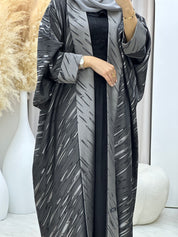 C 0487 Grey Silver Bisht Abaya