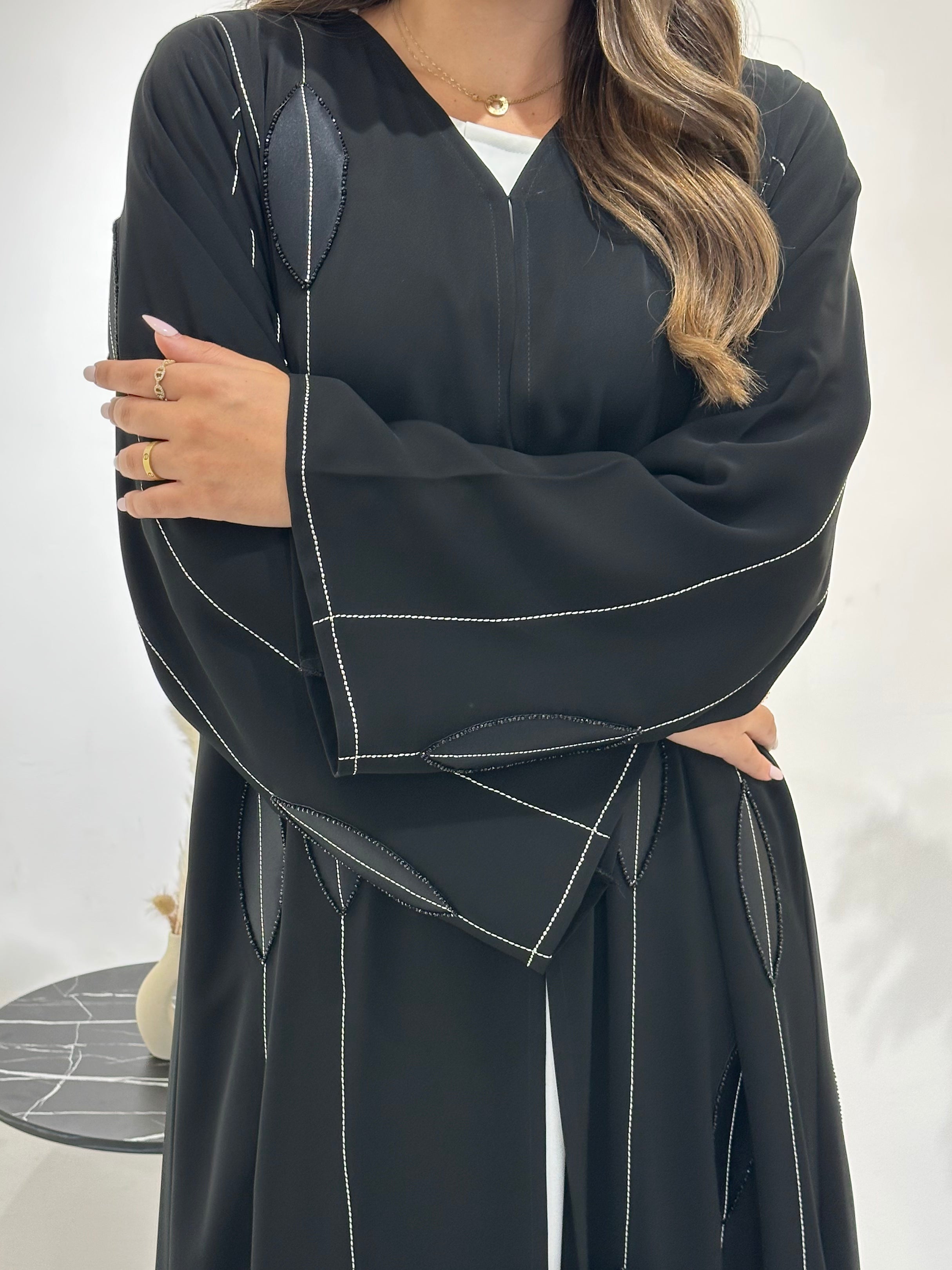 C 1426 Black Beaded Abaya