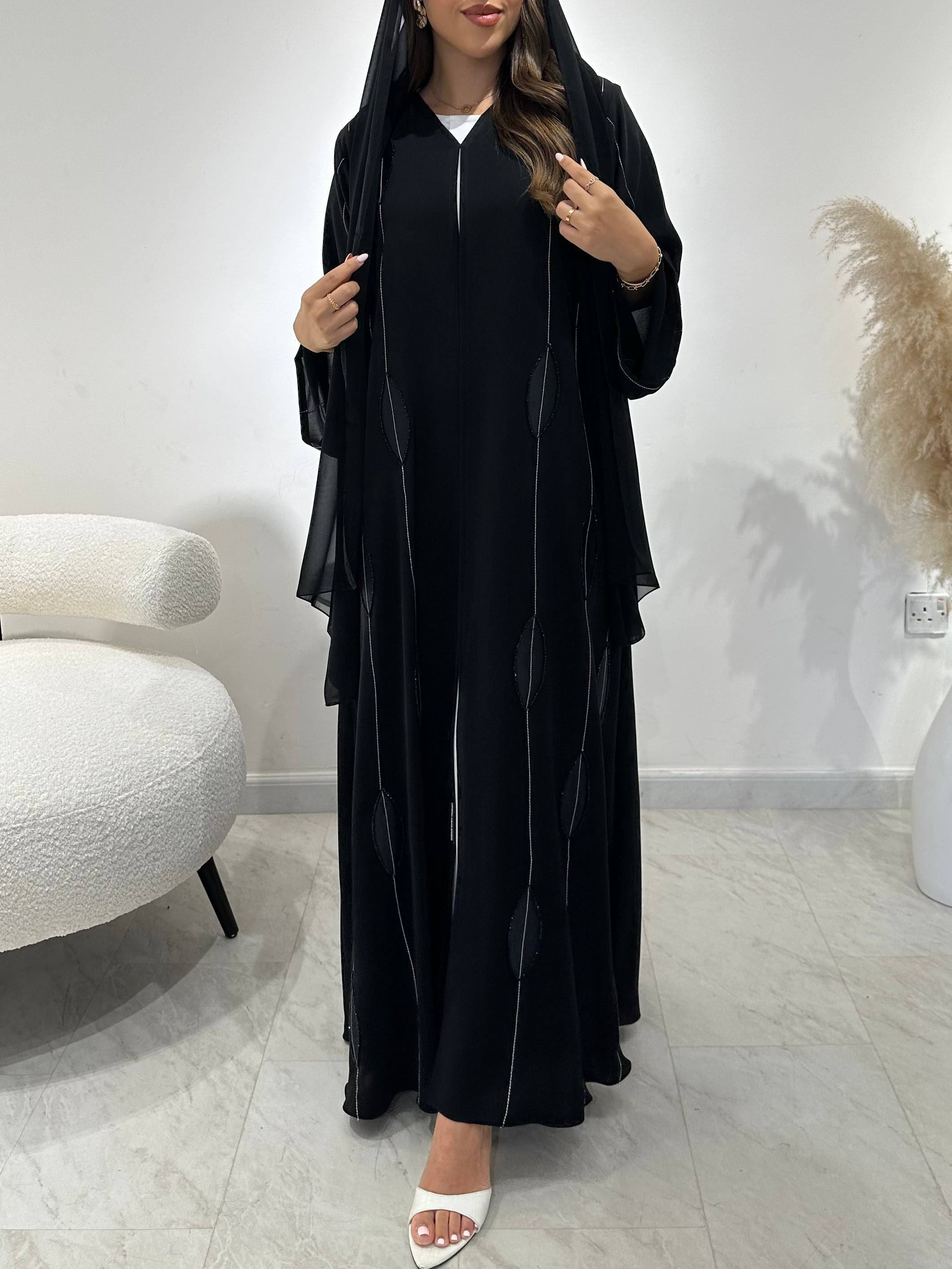 C 1426 Black Beaded Abaya