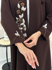 C 1028 Brown Beaded Abaya