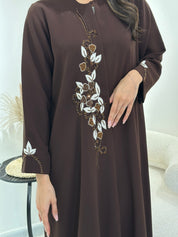 C 1028 Brown Beaded Abaya