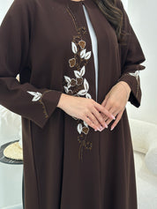 C 1028 Brown Beaded Abaya