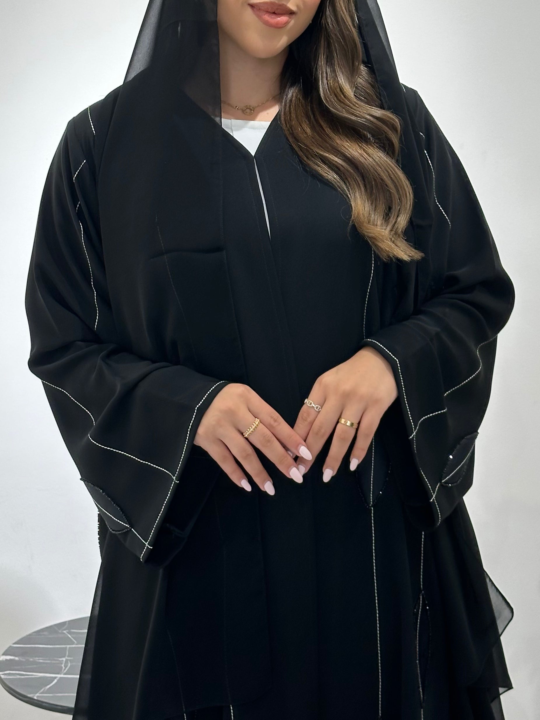 C 1426 Black Beaded Abaya