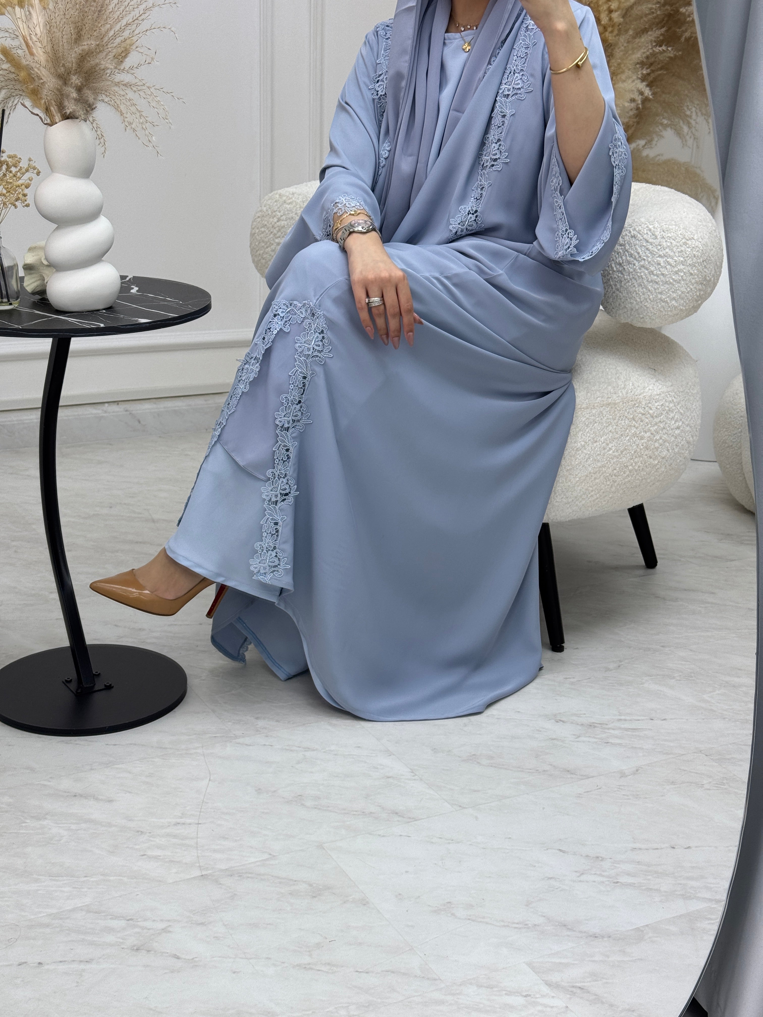 C 1108 Cornflower Lace Abaya