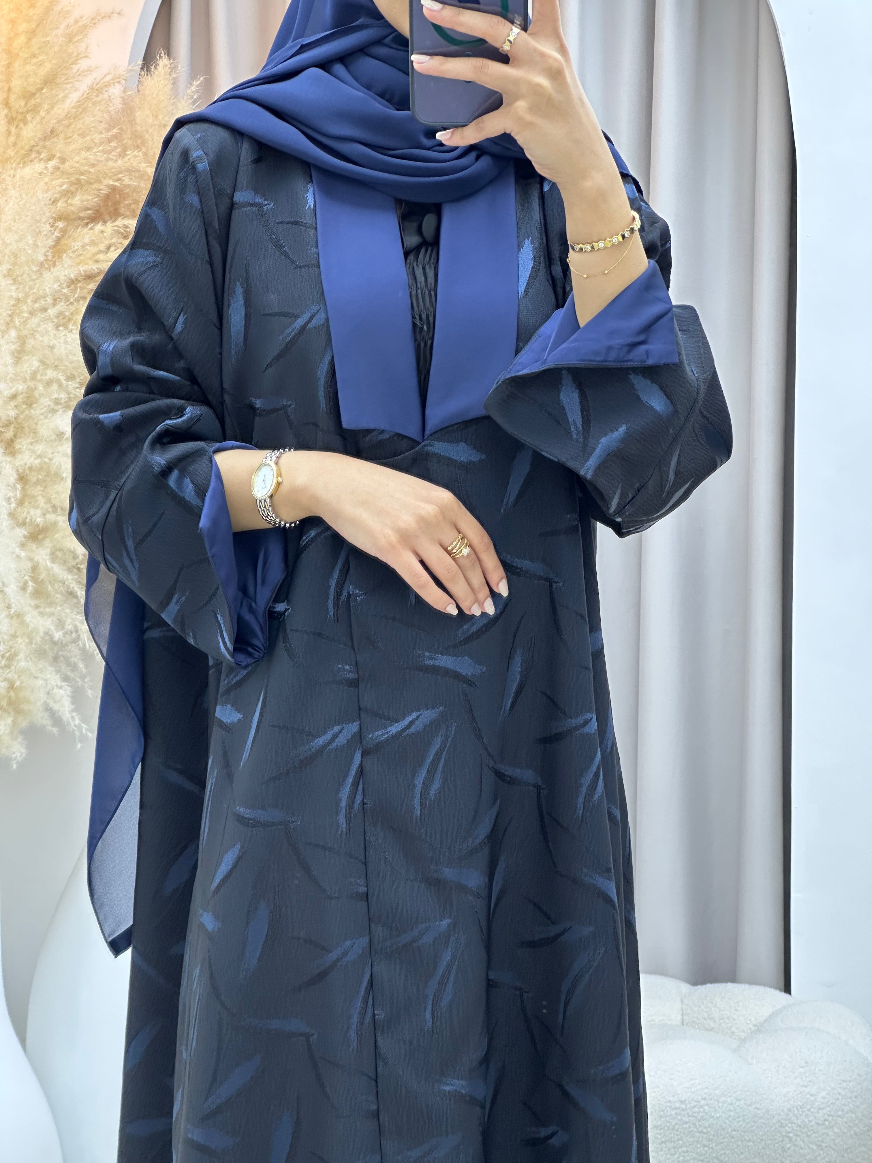 C 0488 Black Blue Abaya