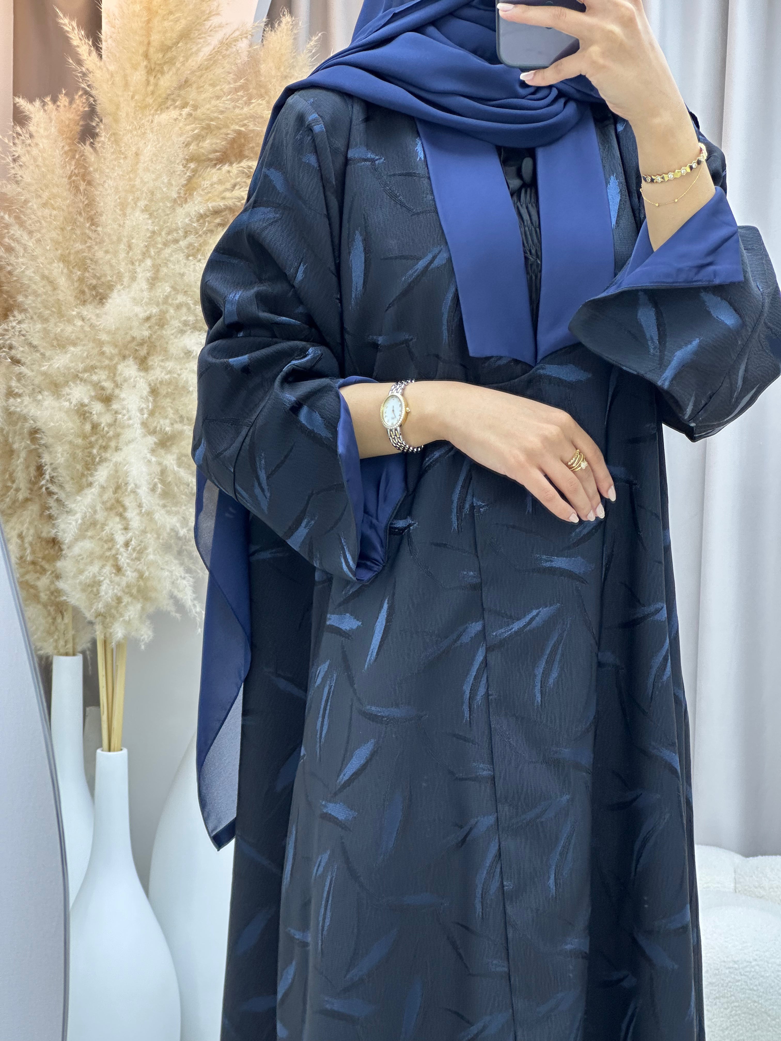 C 0488 Black Blue Abaya