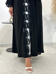 C 1424 Black Leafy Lace Abaya