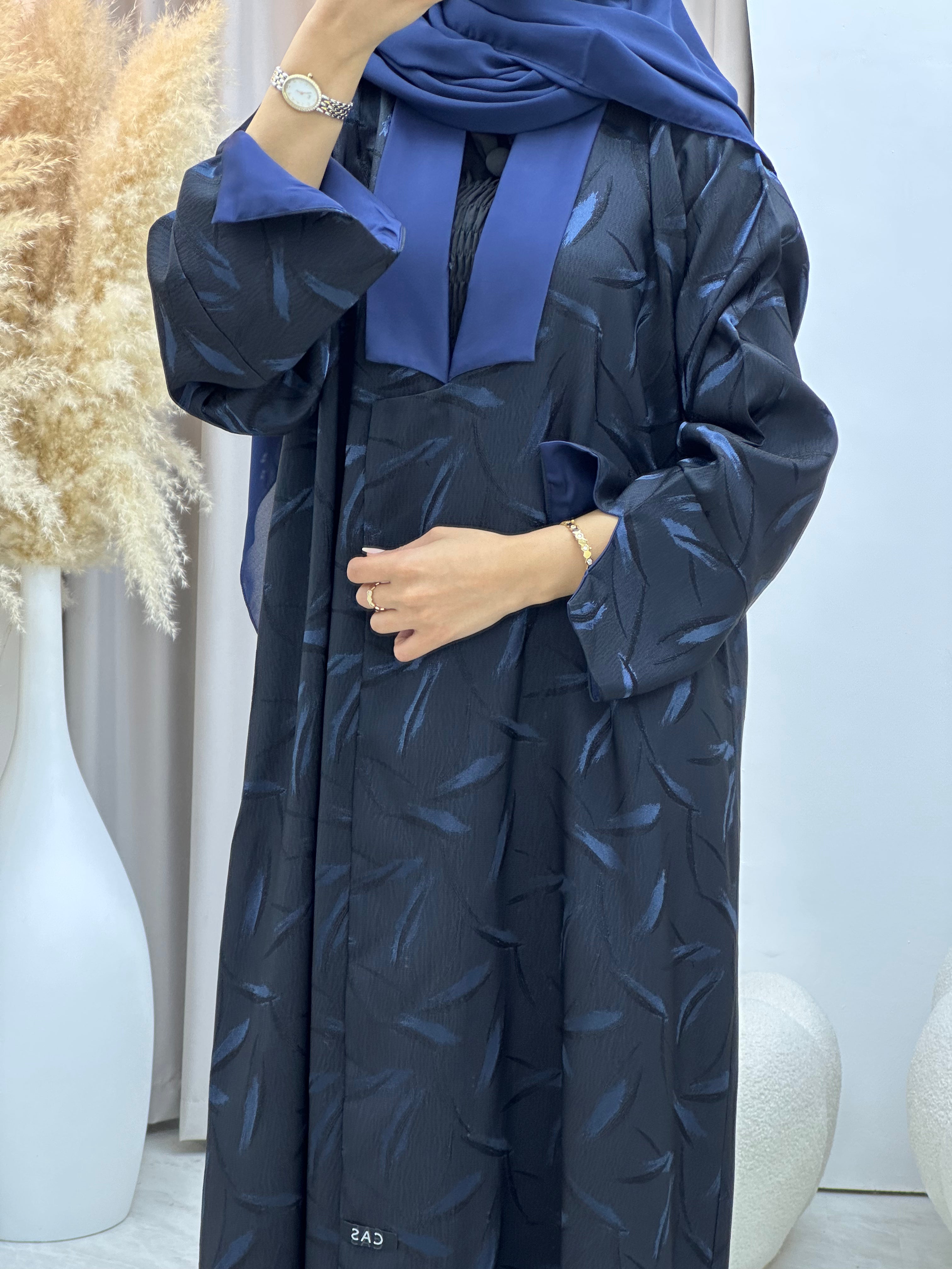 C 0488 Black Blue Abaya