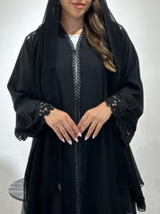 C 1423 Black Lace Abaya