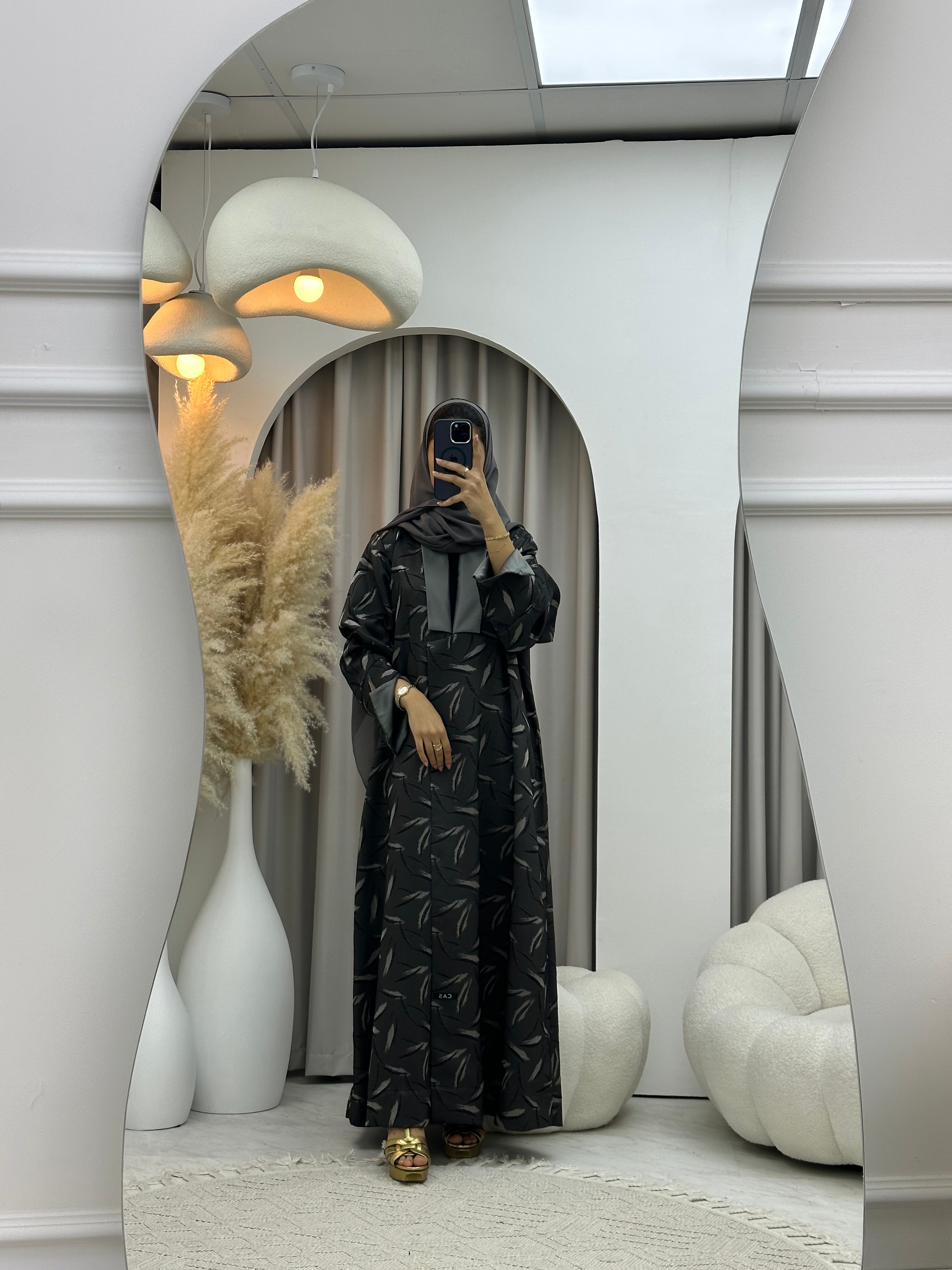 C 0488 Grey Silver Abaya