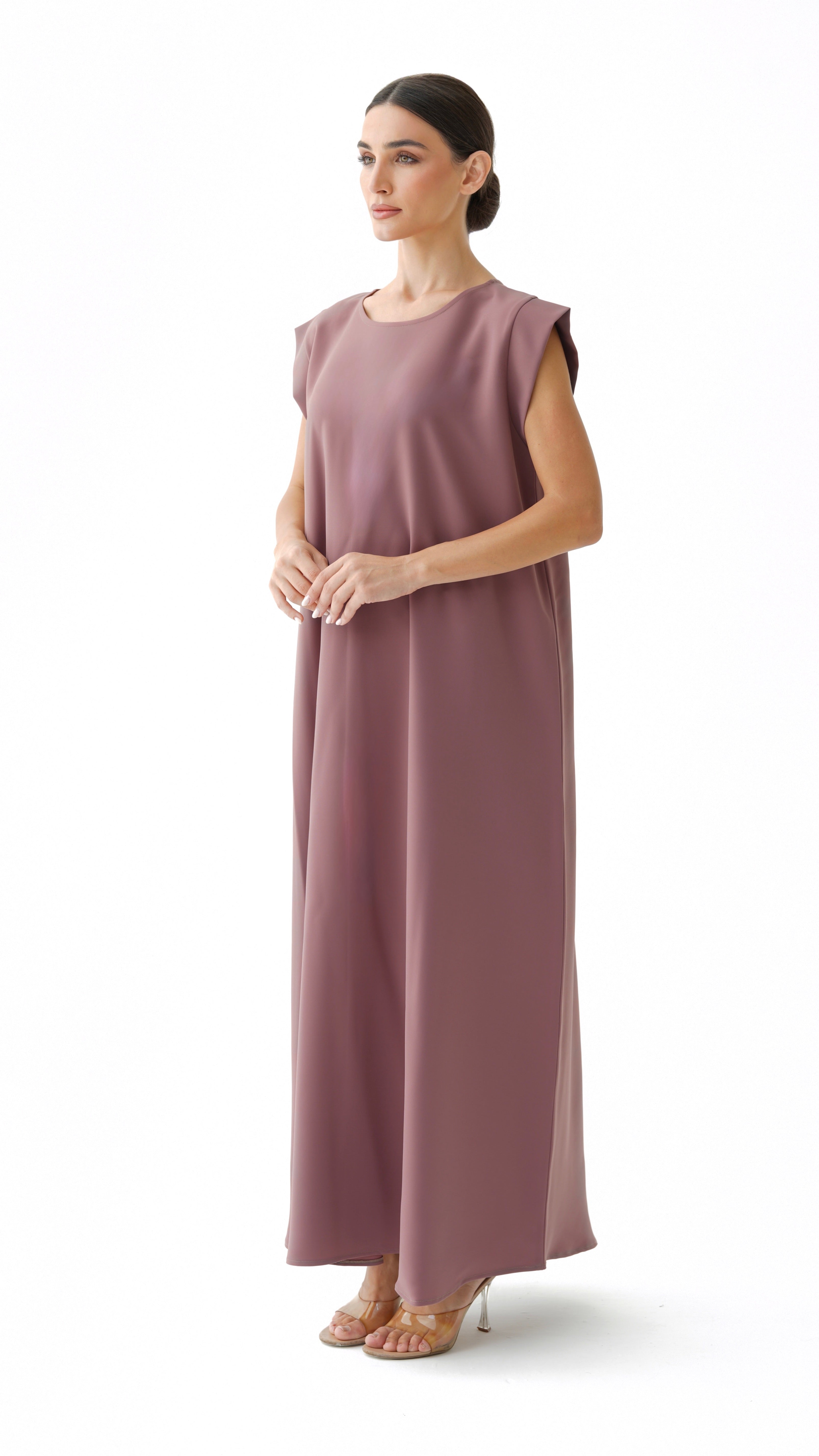 C 005-10 Premium Dark Rose Under Abaya Dress