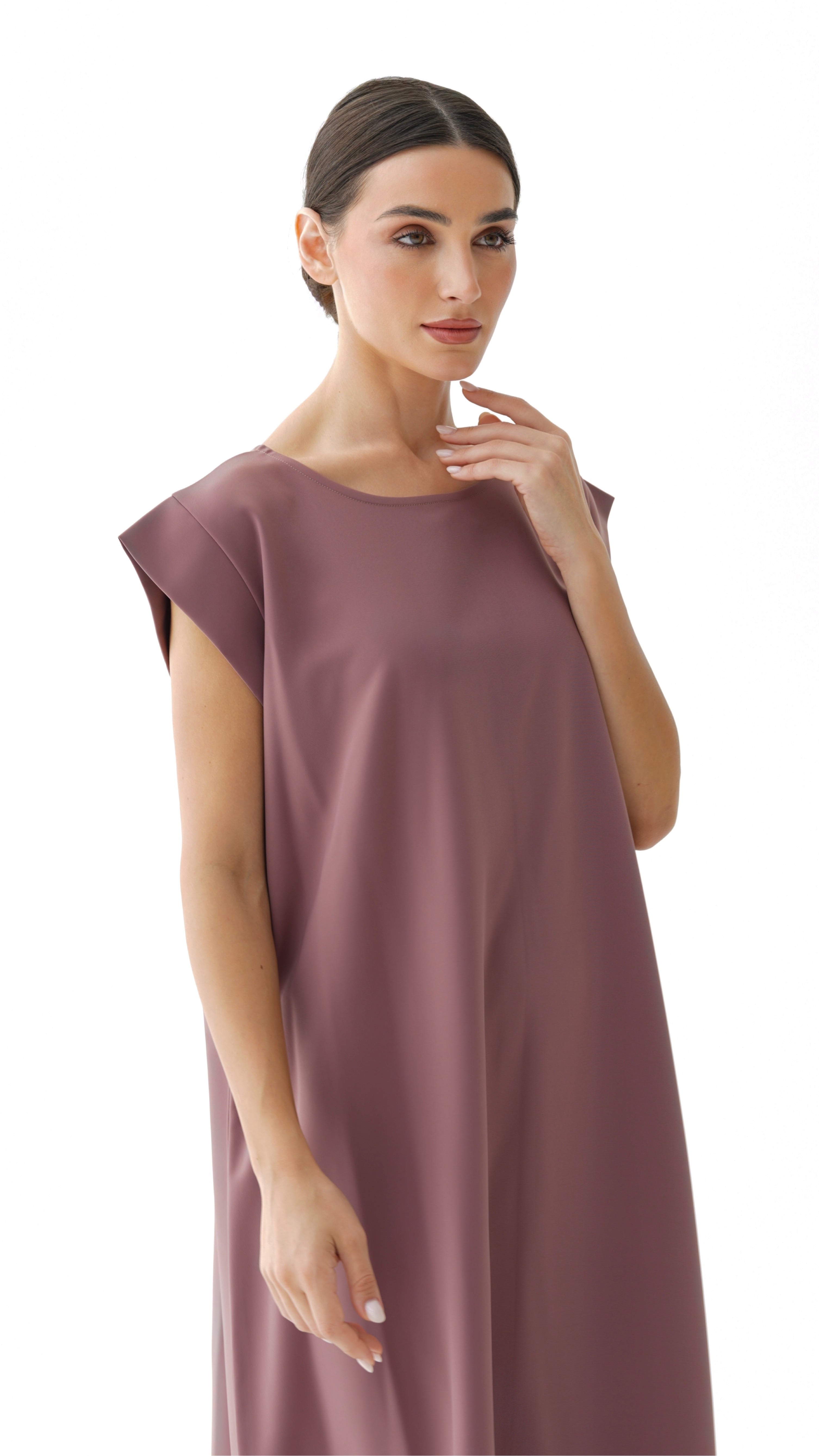 C 005-10 Premium Dark Rose Under Abaya Dress