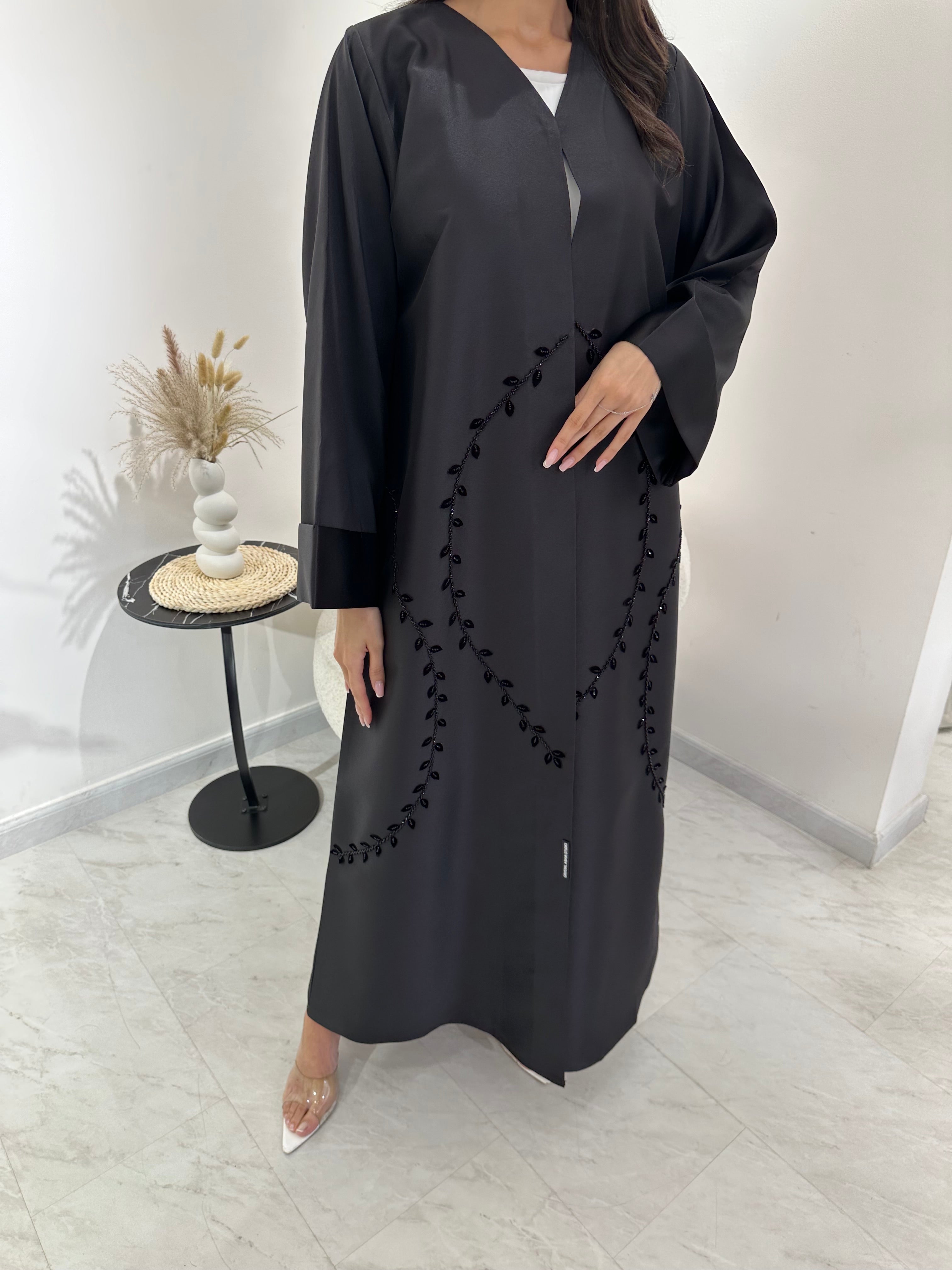 C 1010 Black Beaded Abaya