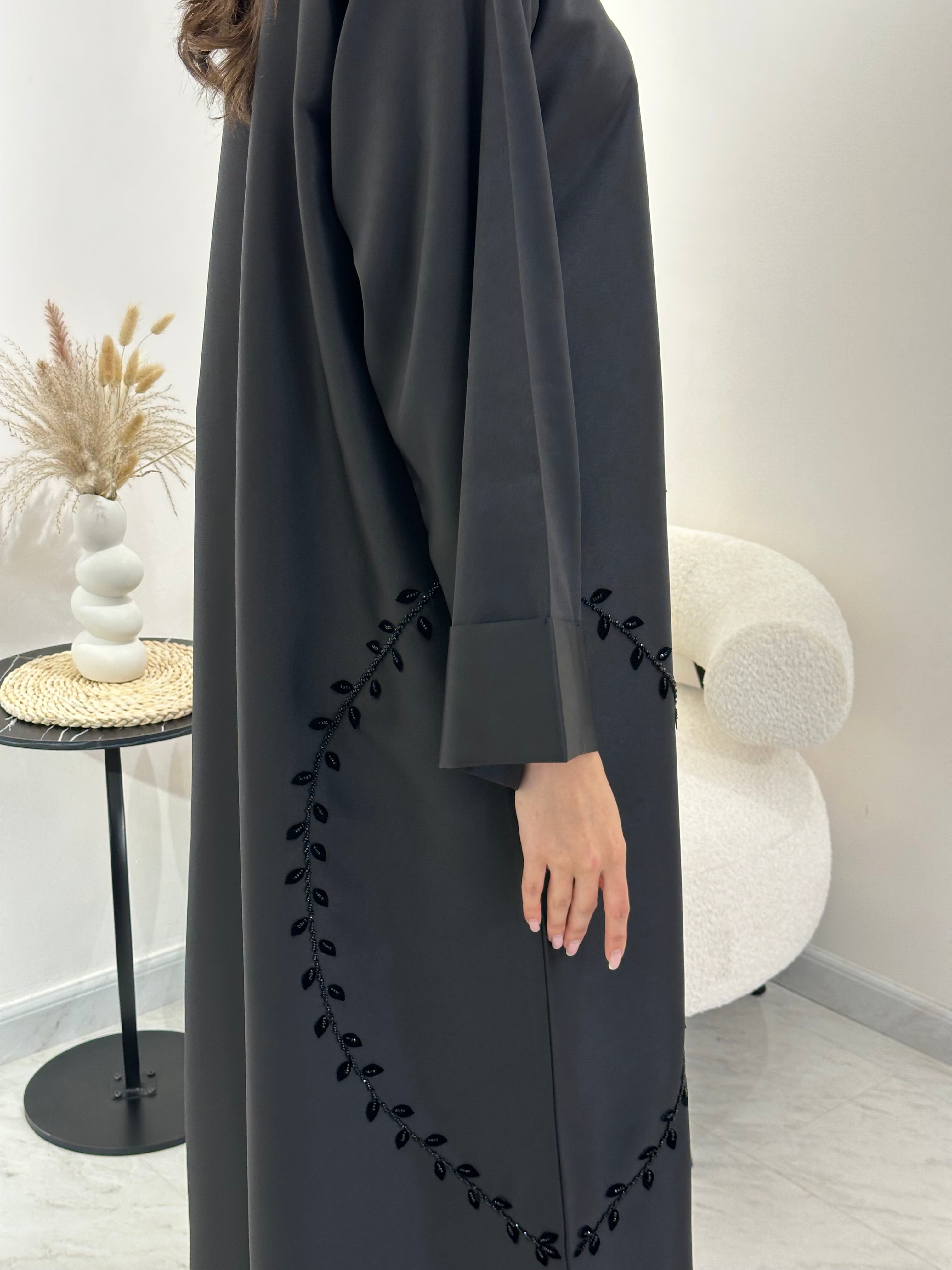 C 1010 Black Beaded Abaya