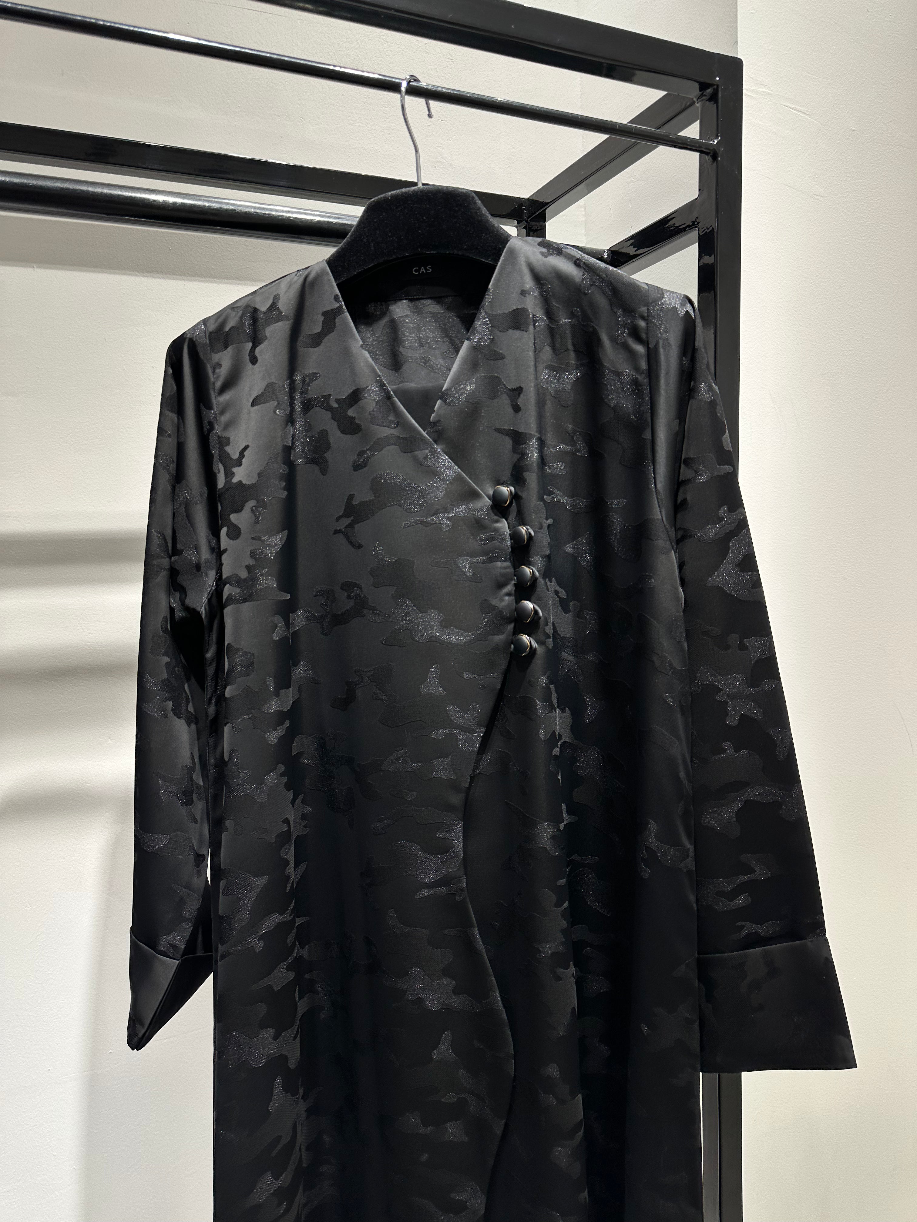 C 1450-02 Black Army Printed Abaya