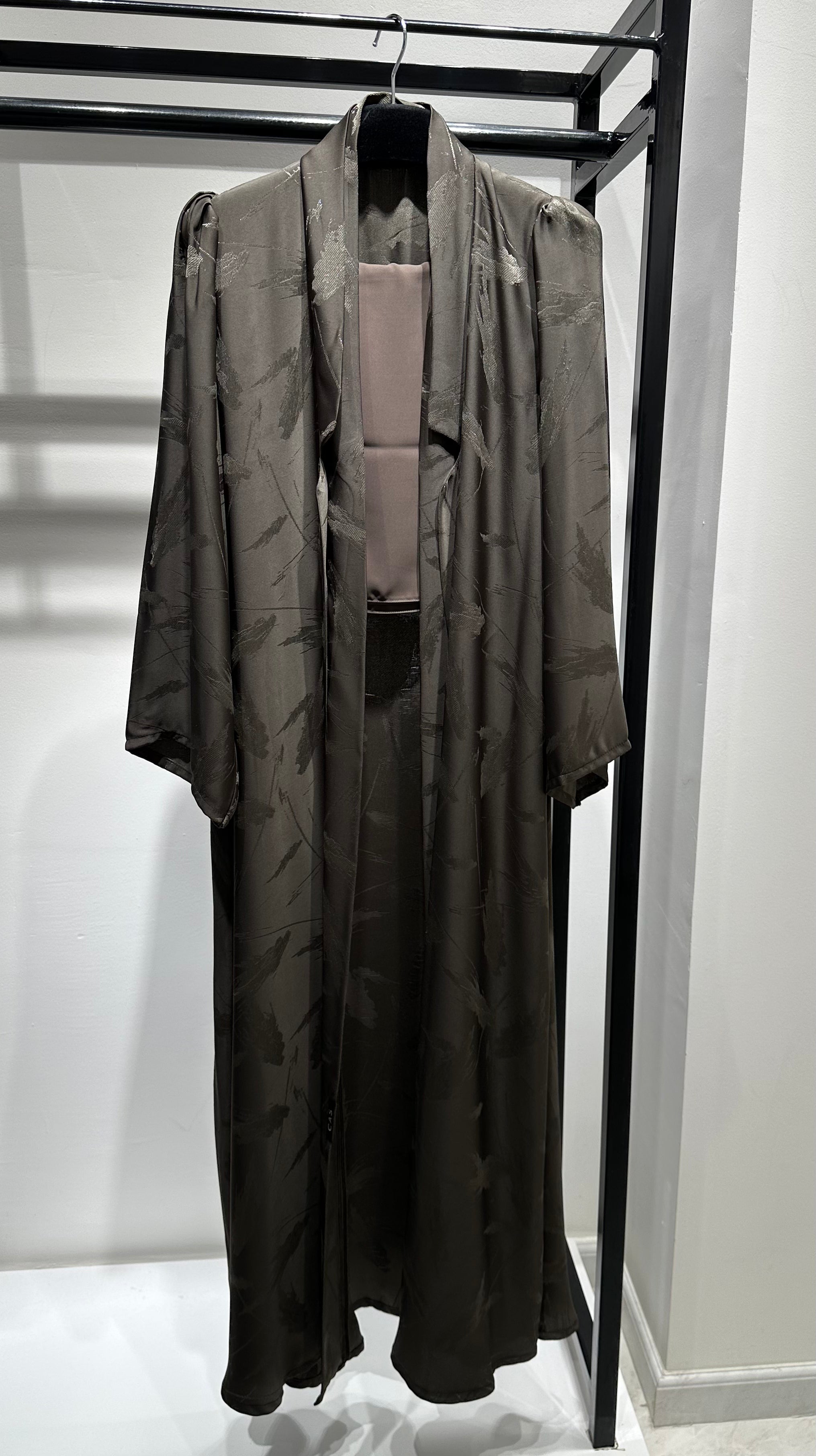 C 1449-03 Brown Printed Abaya