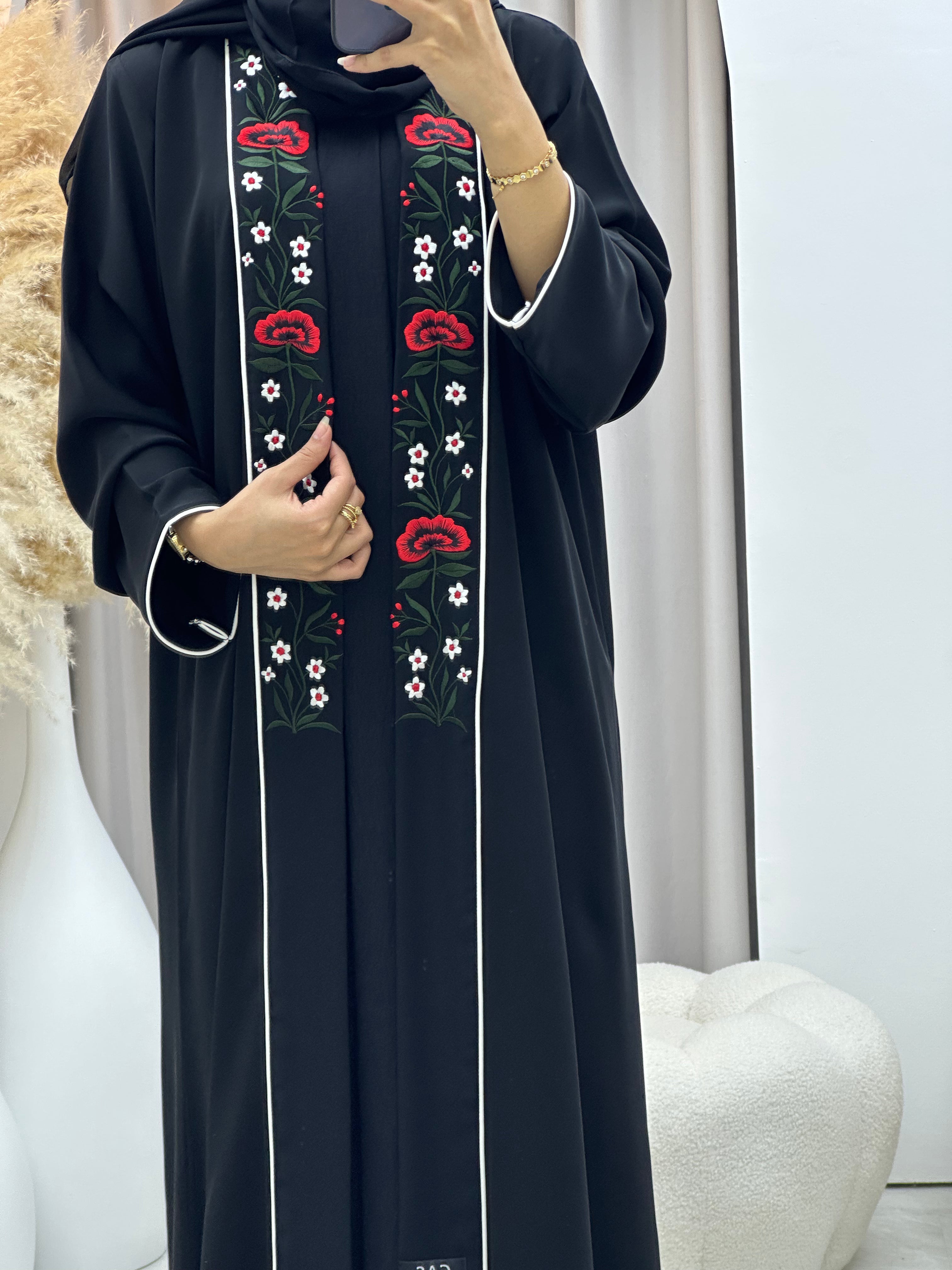 C 0489 Black Emirati National Day Abaya