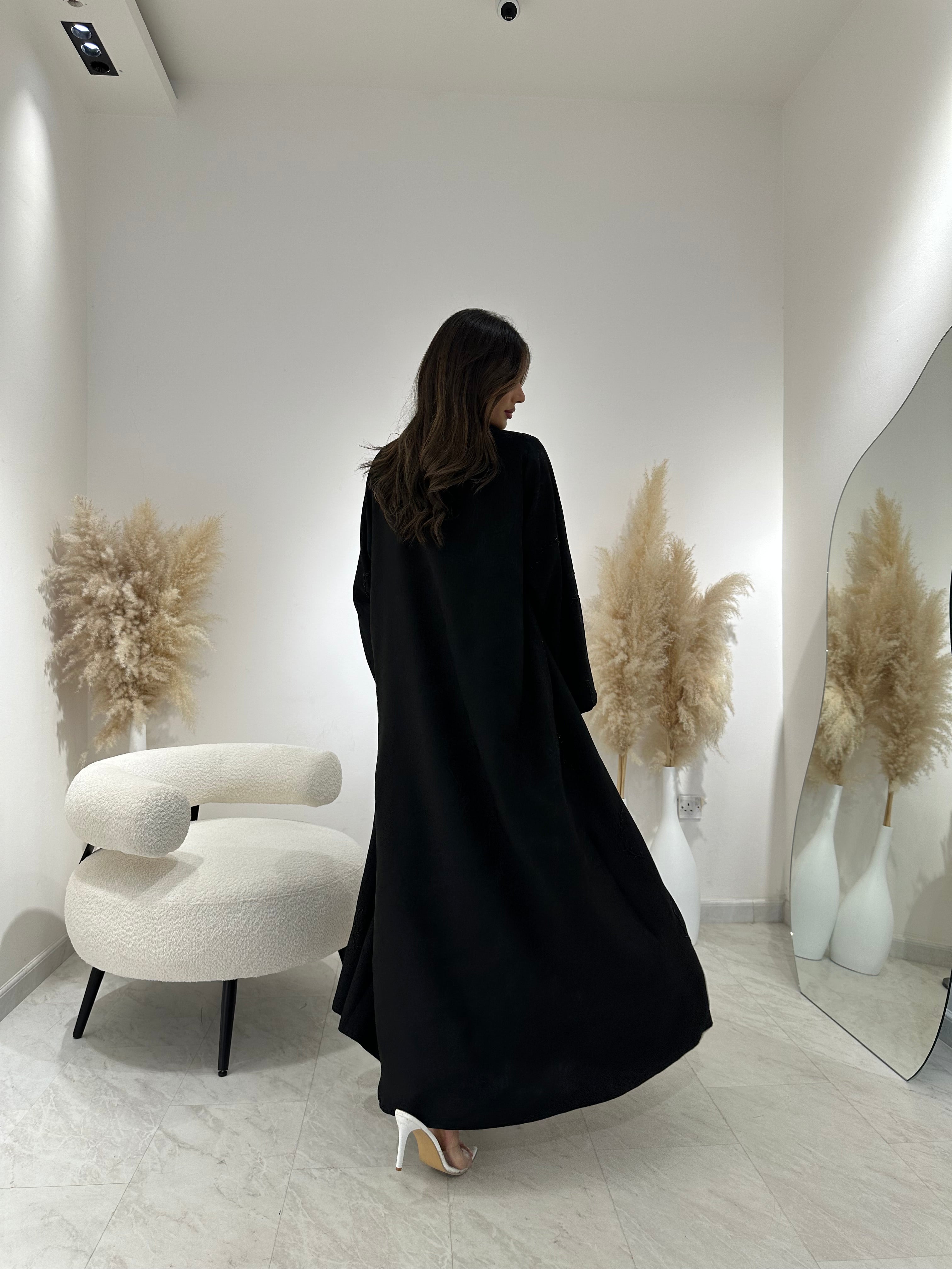 C 1275 Black Beaded Abaya