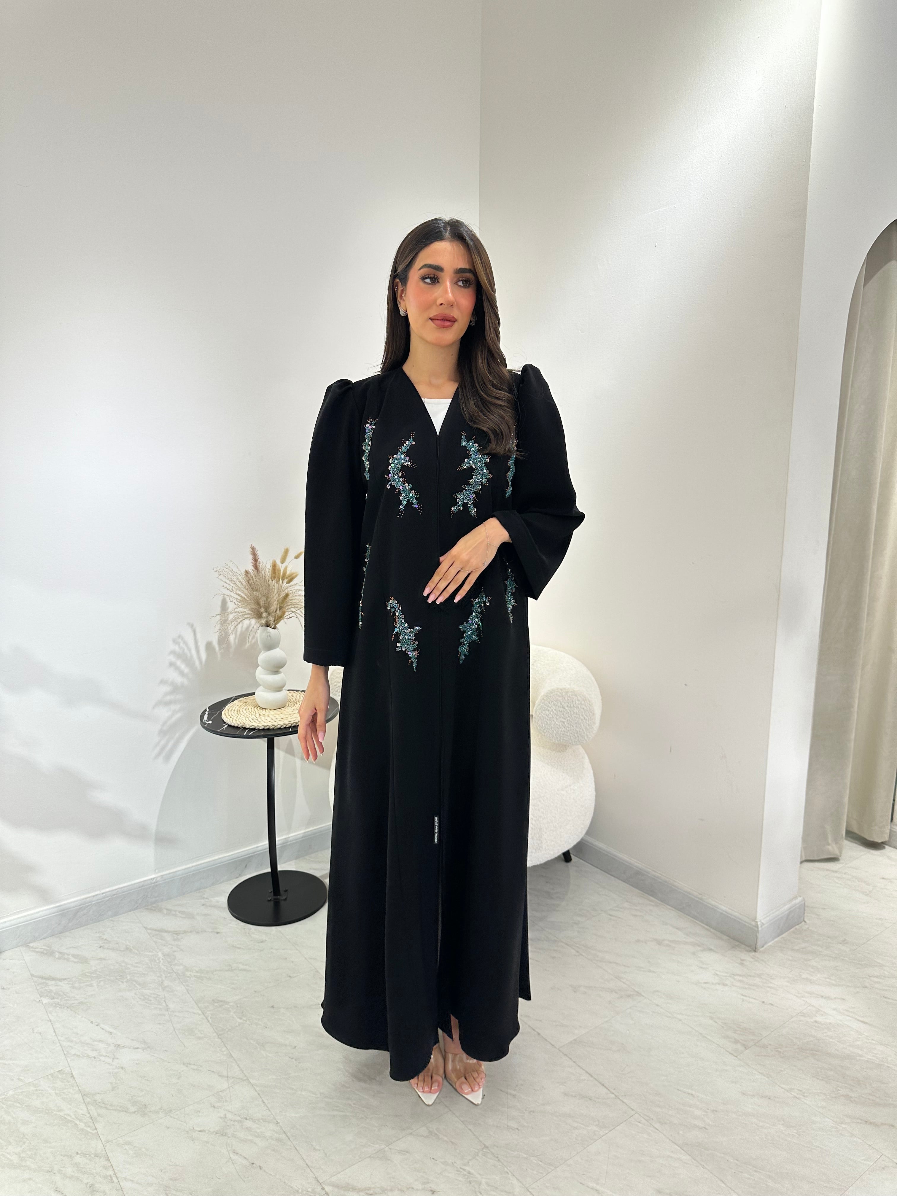 C 1015 Black Beaded Abaya