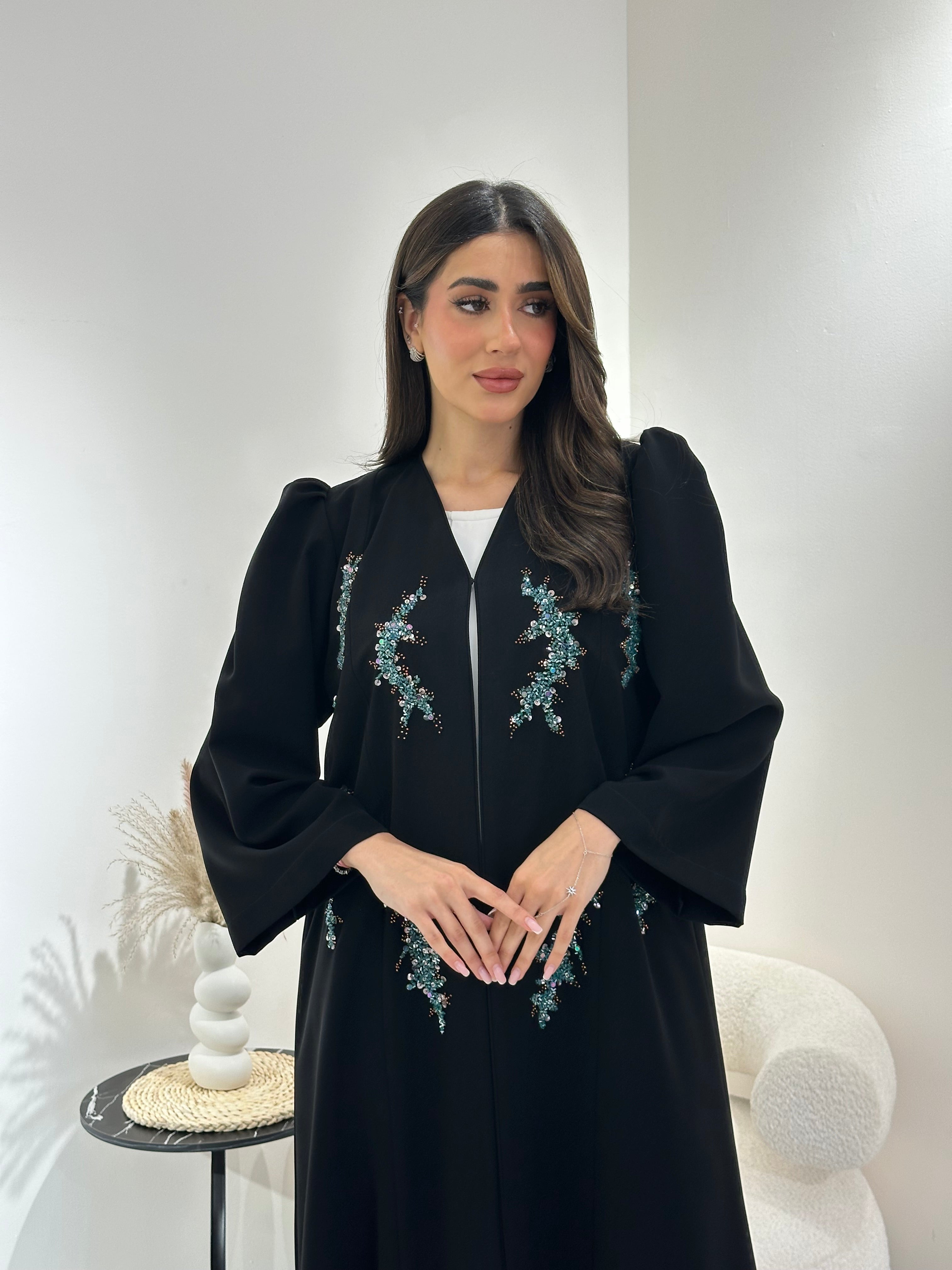C 1015 Black Beaded Abaya
