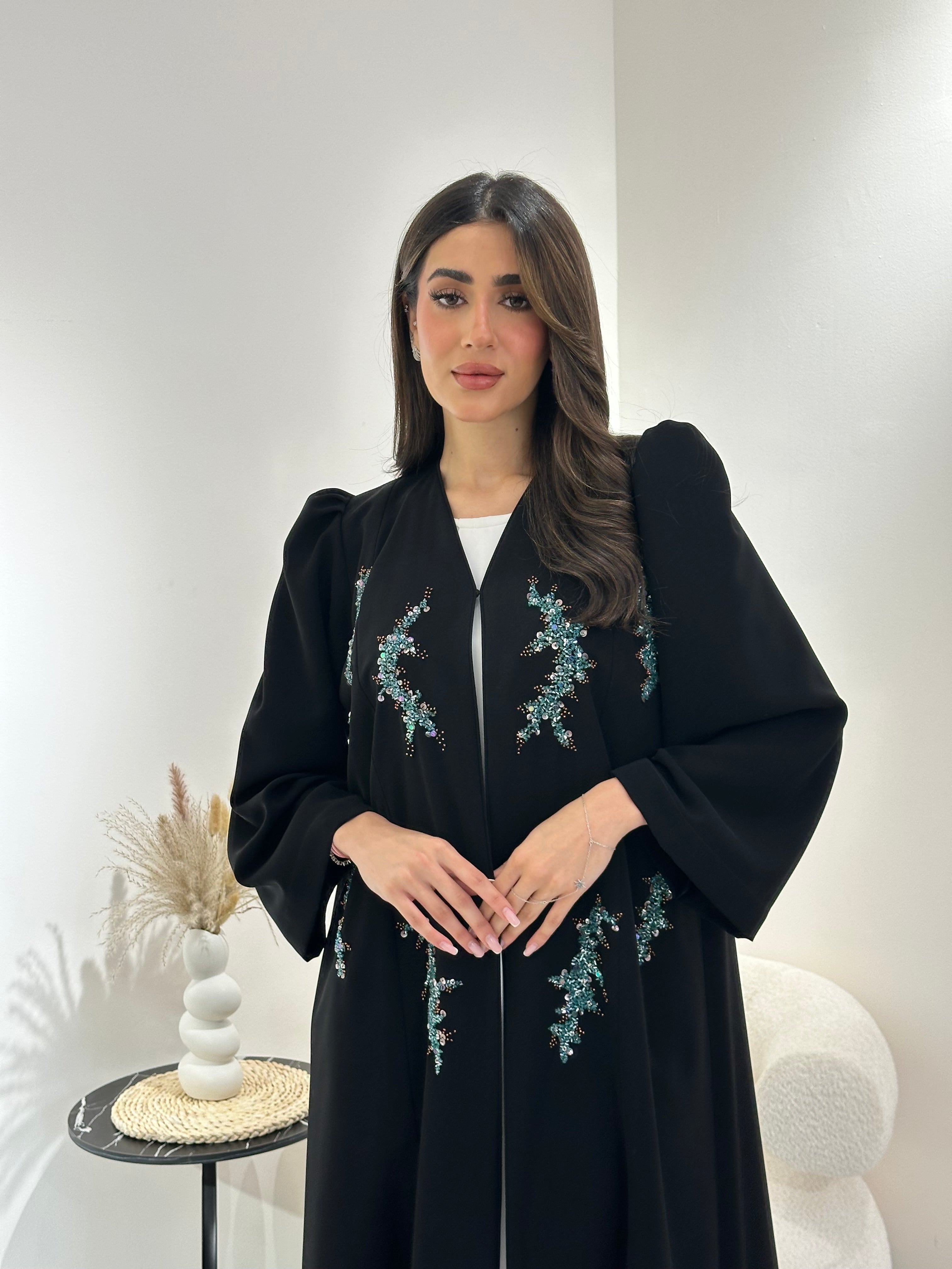 C 1015 Black Beaded Abaya