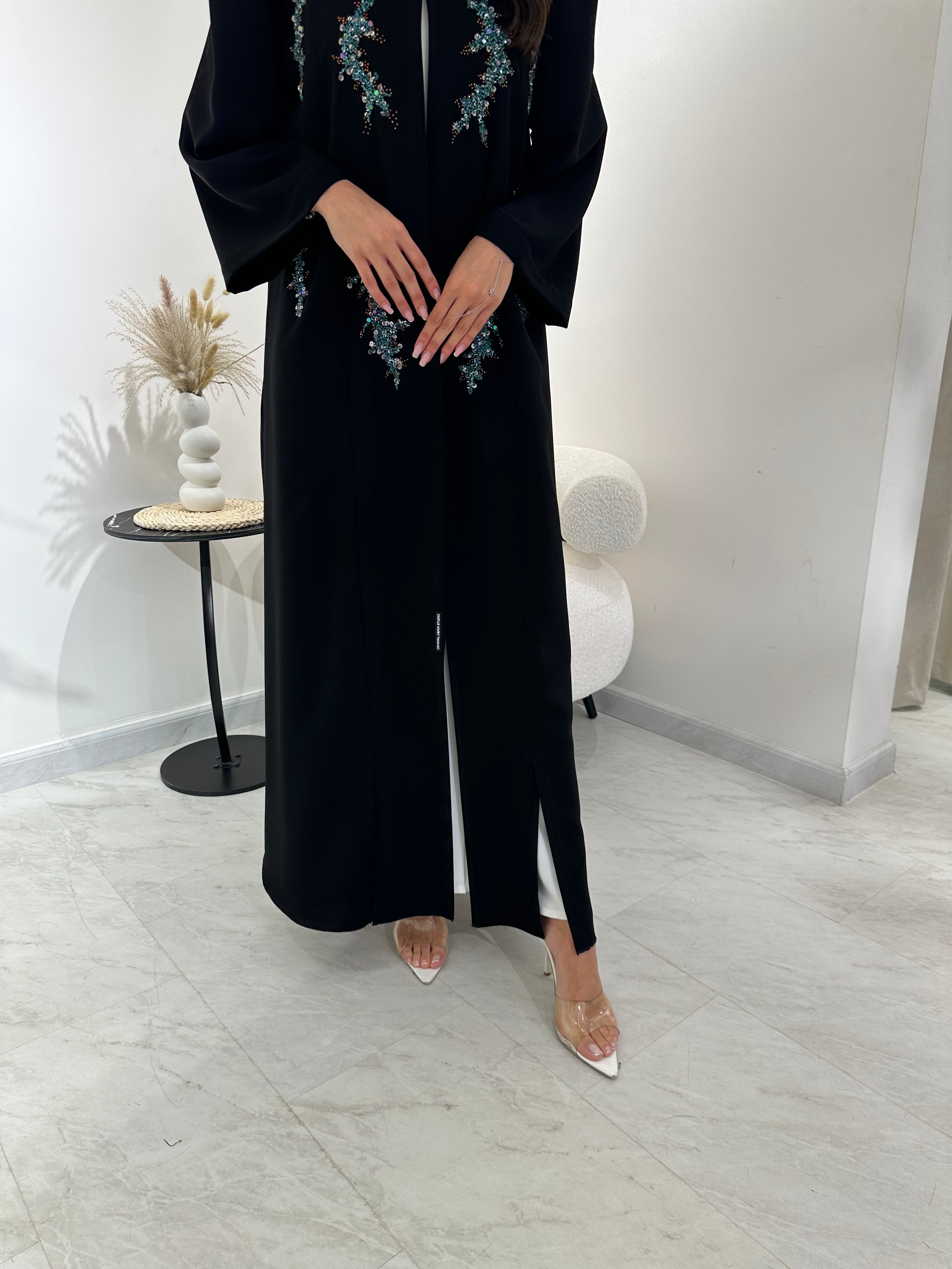 C 1015 Black Beaded Abaya