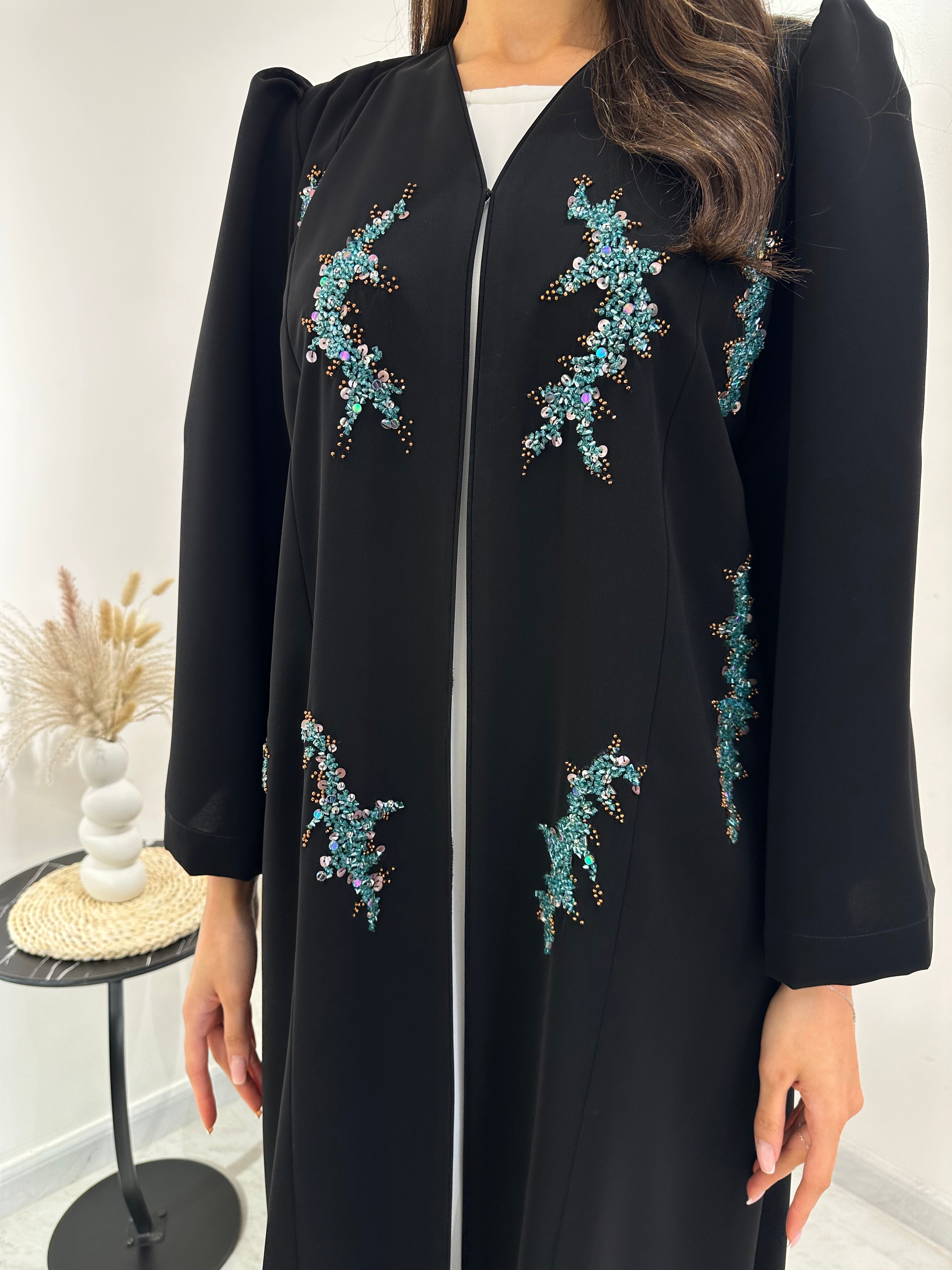 C 1015 Black Beaded Abaya