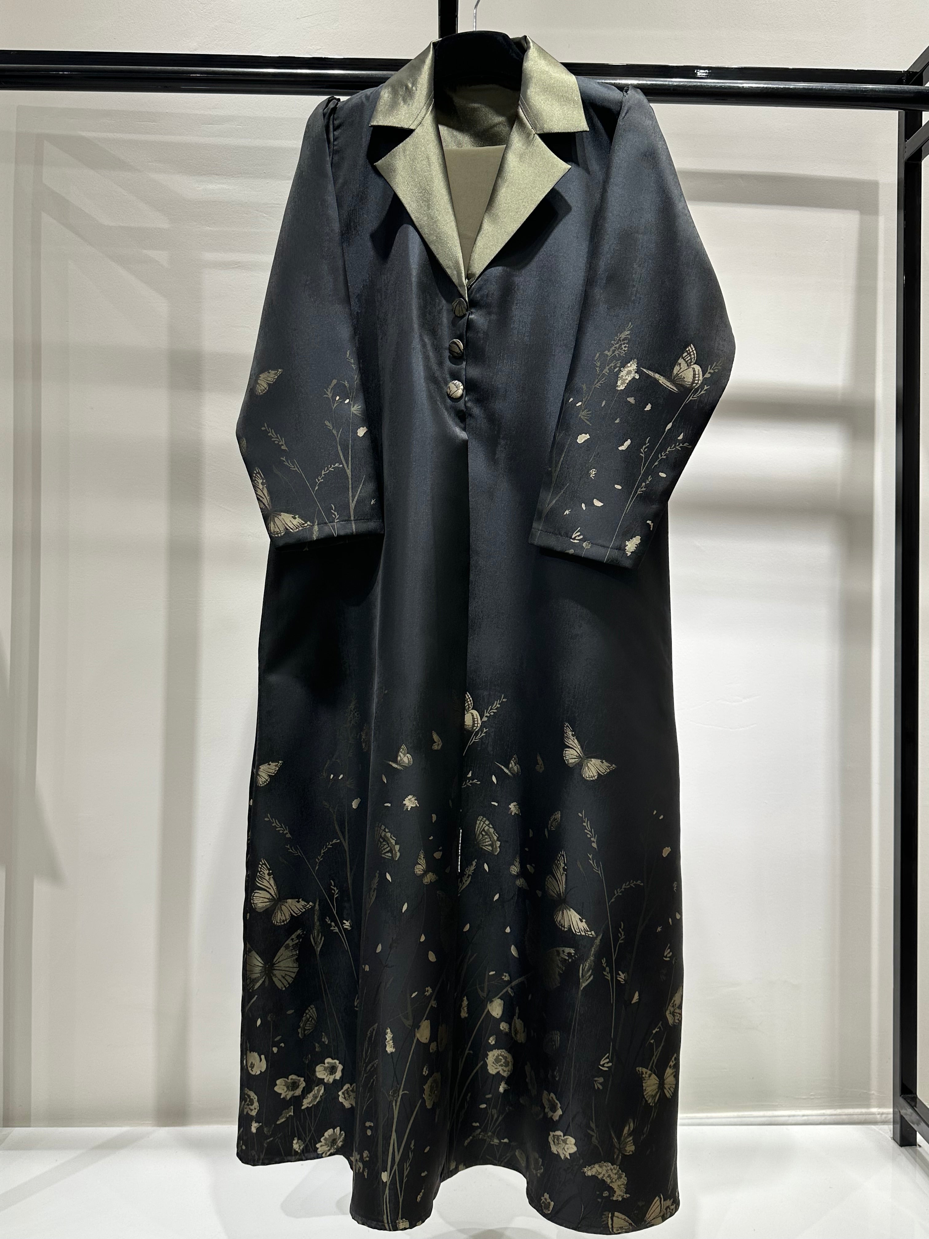 C 1264-04 Cypress Green Printed Abaya