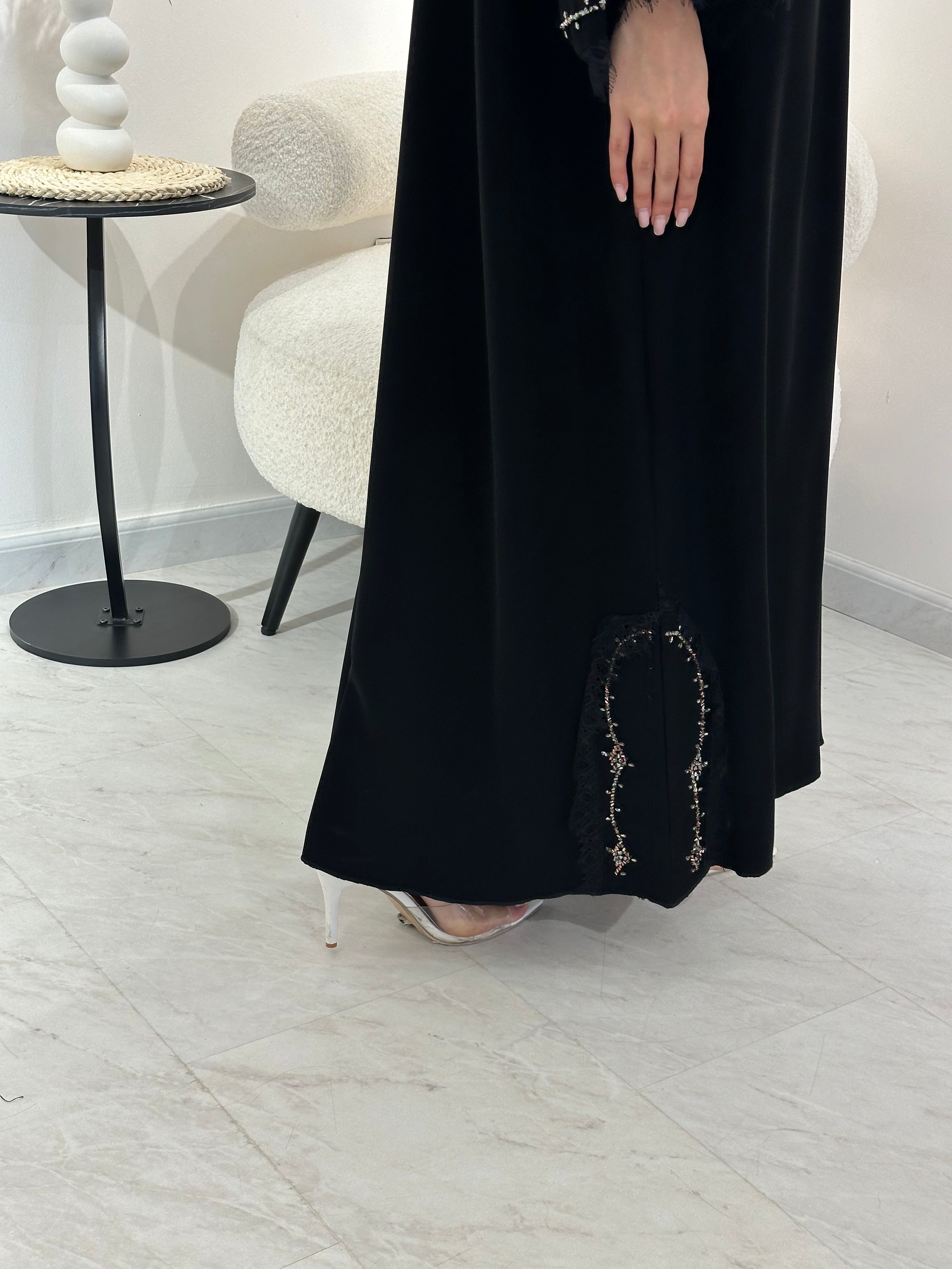 C 1016 Black Beaded Abaya