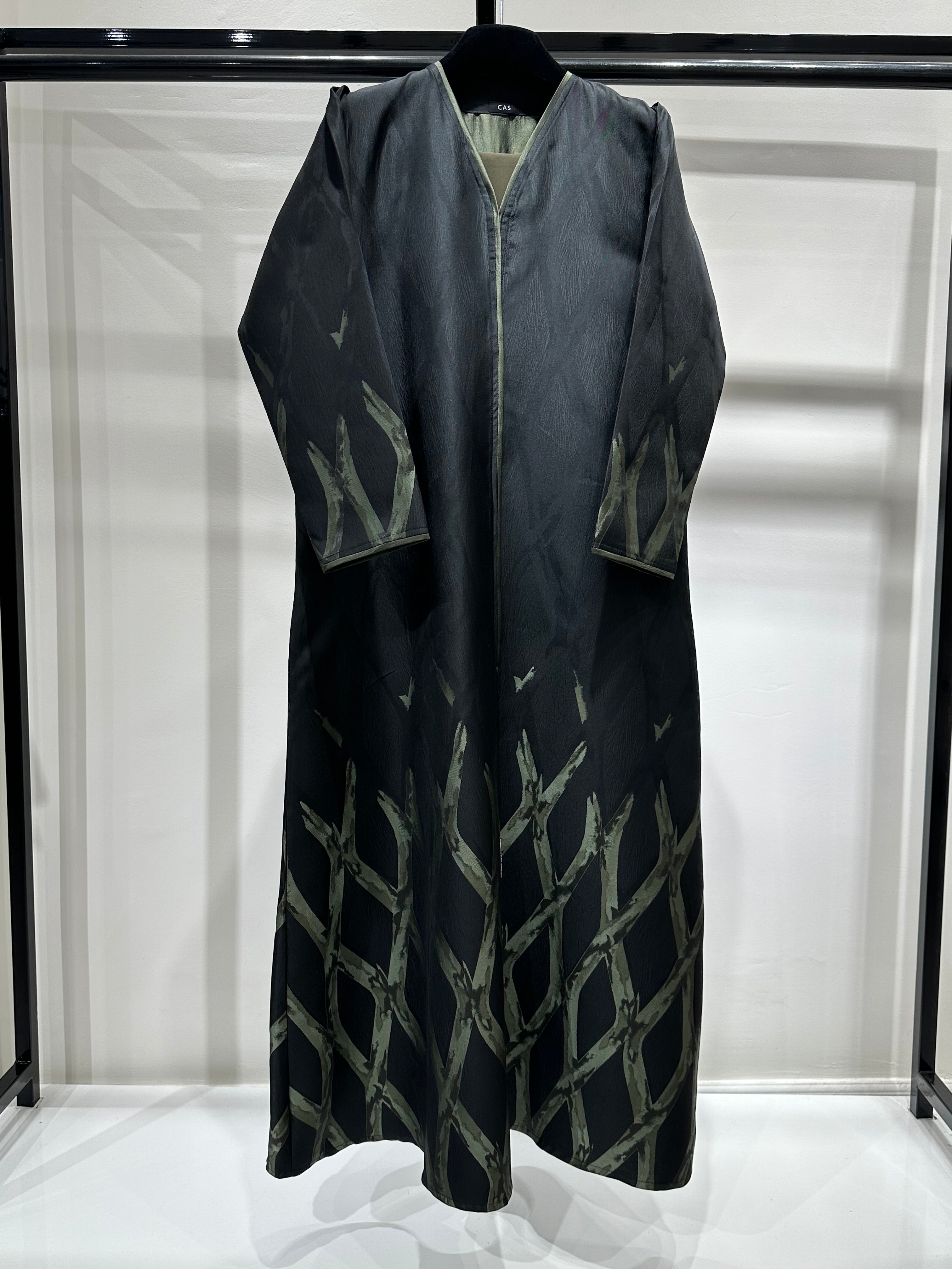 C 1257-02 Cypress Green Printed Abaya