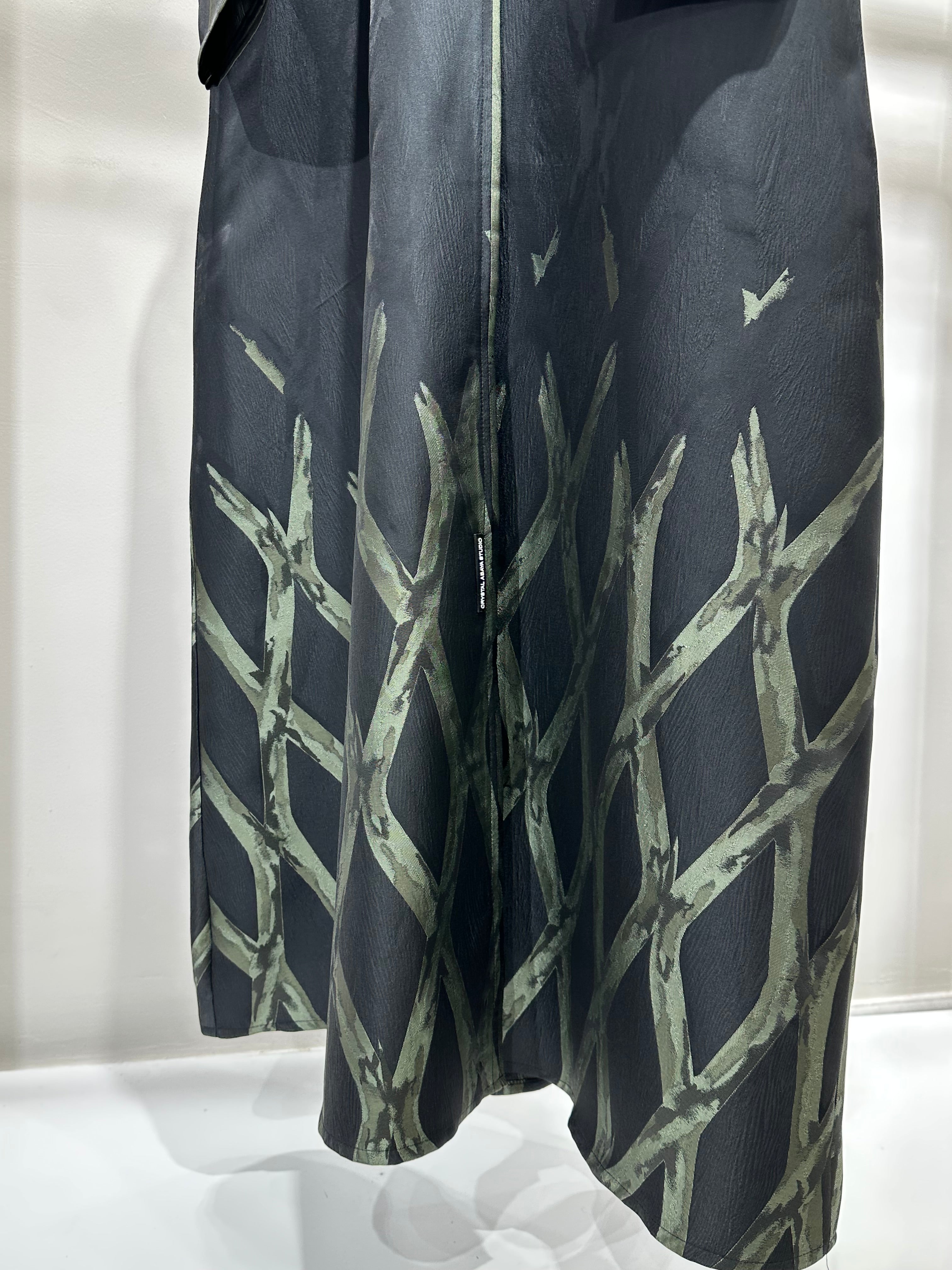 C 1257-02 Cypress Green Printed Abaya