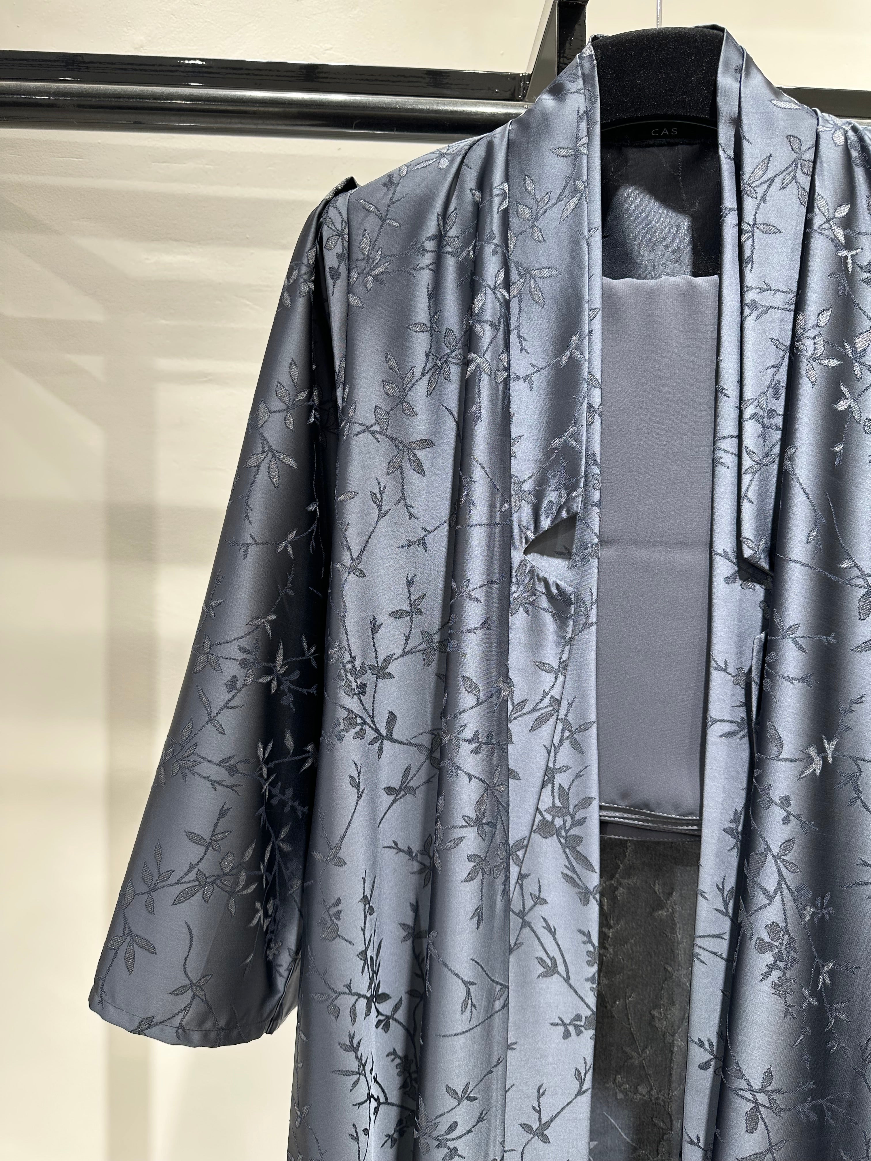 C 1259-04 Grey Blue Printed Abaya