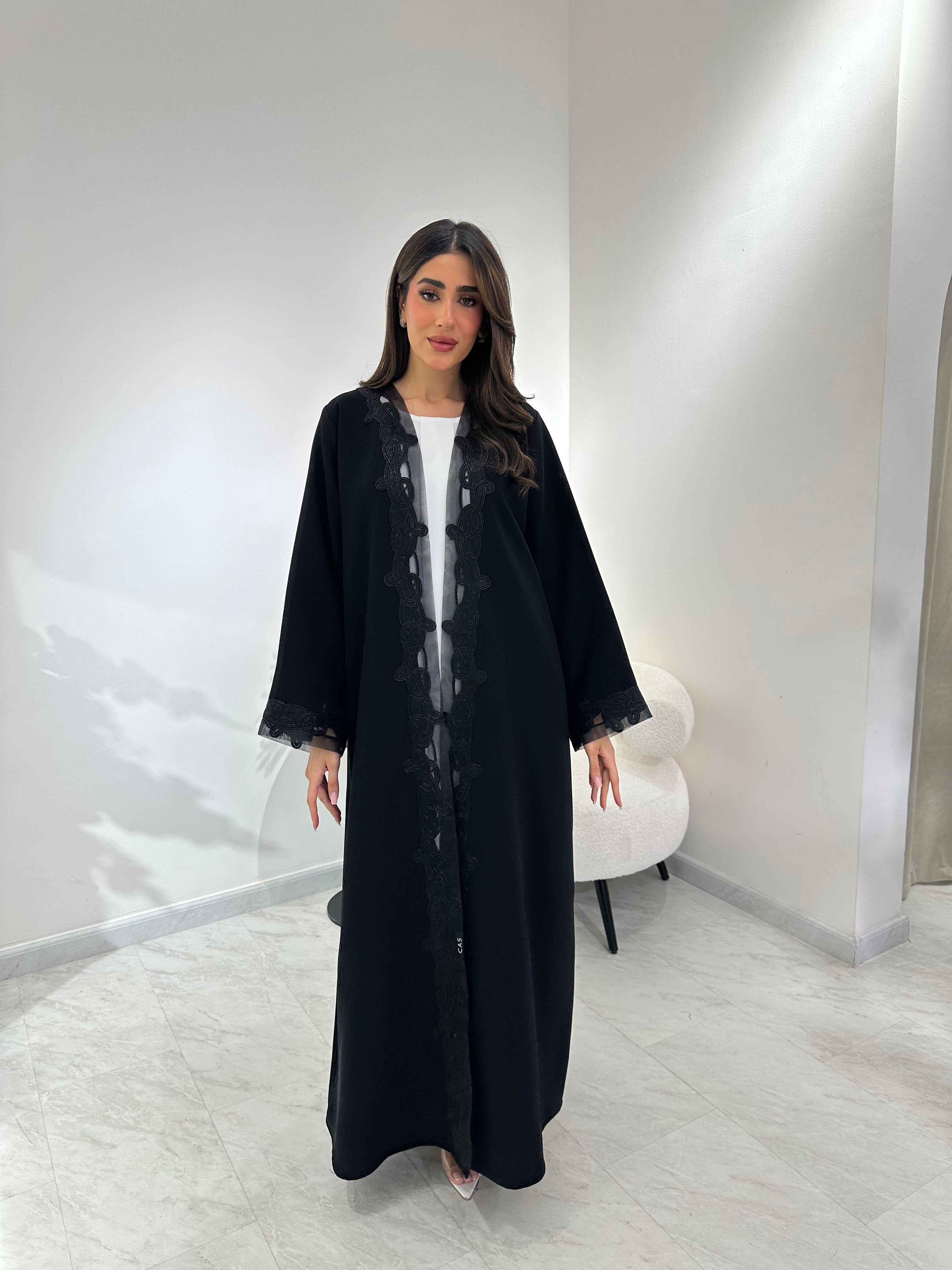 C 1021 Black Lace Abaya