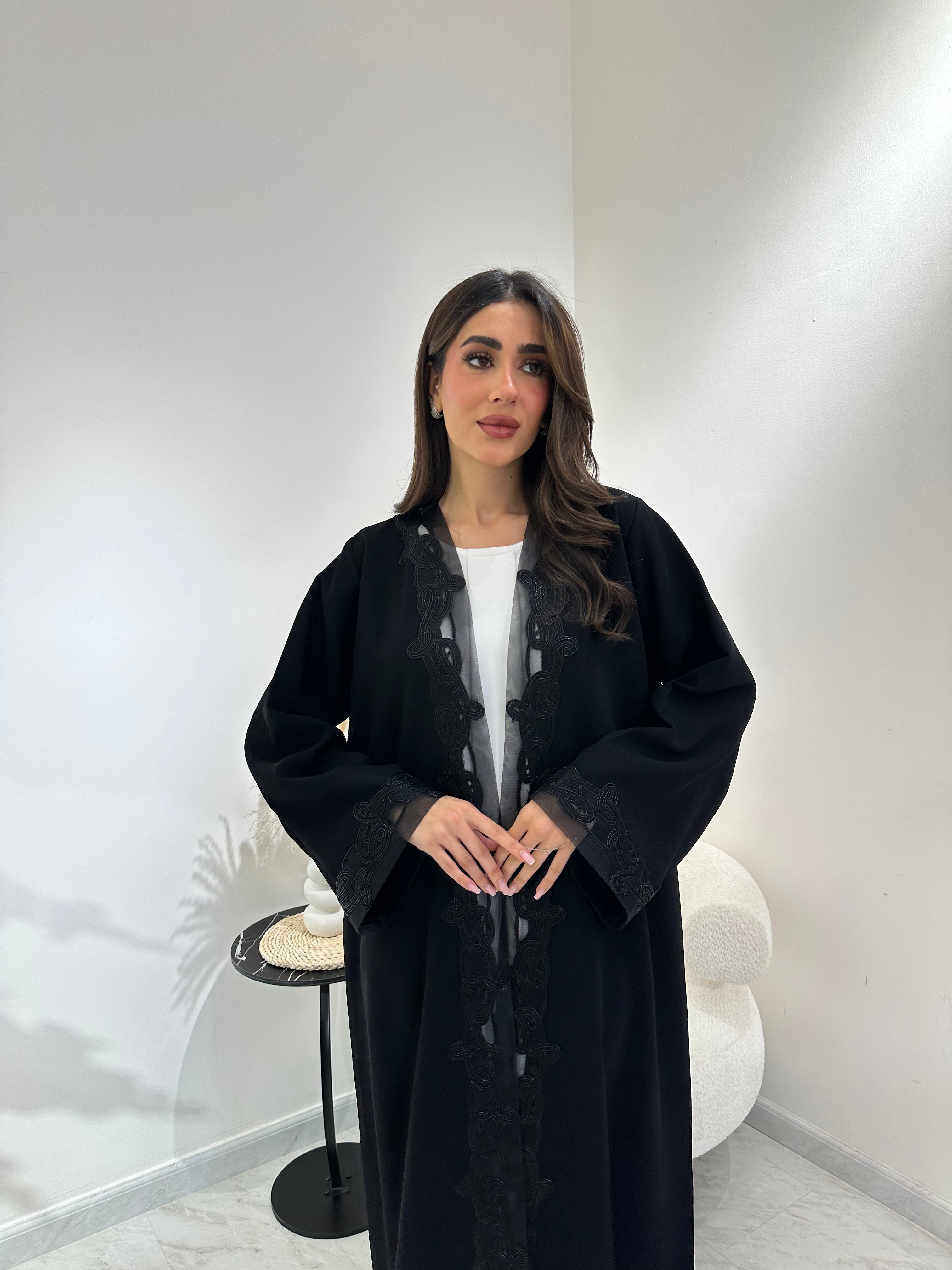 C 1021 Black Lace Abaya