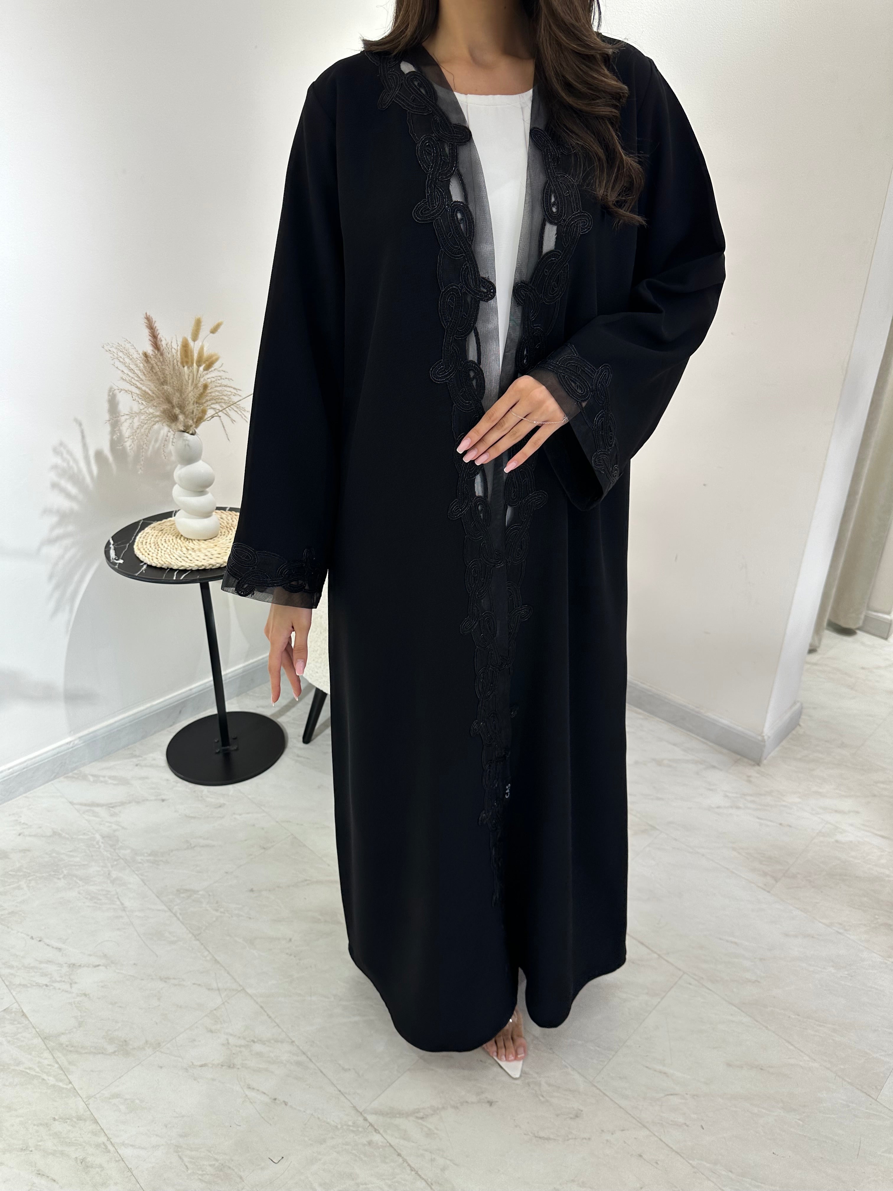 C 1021 Black Lace Abaya