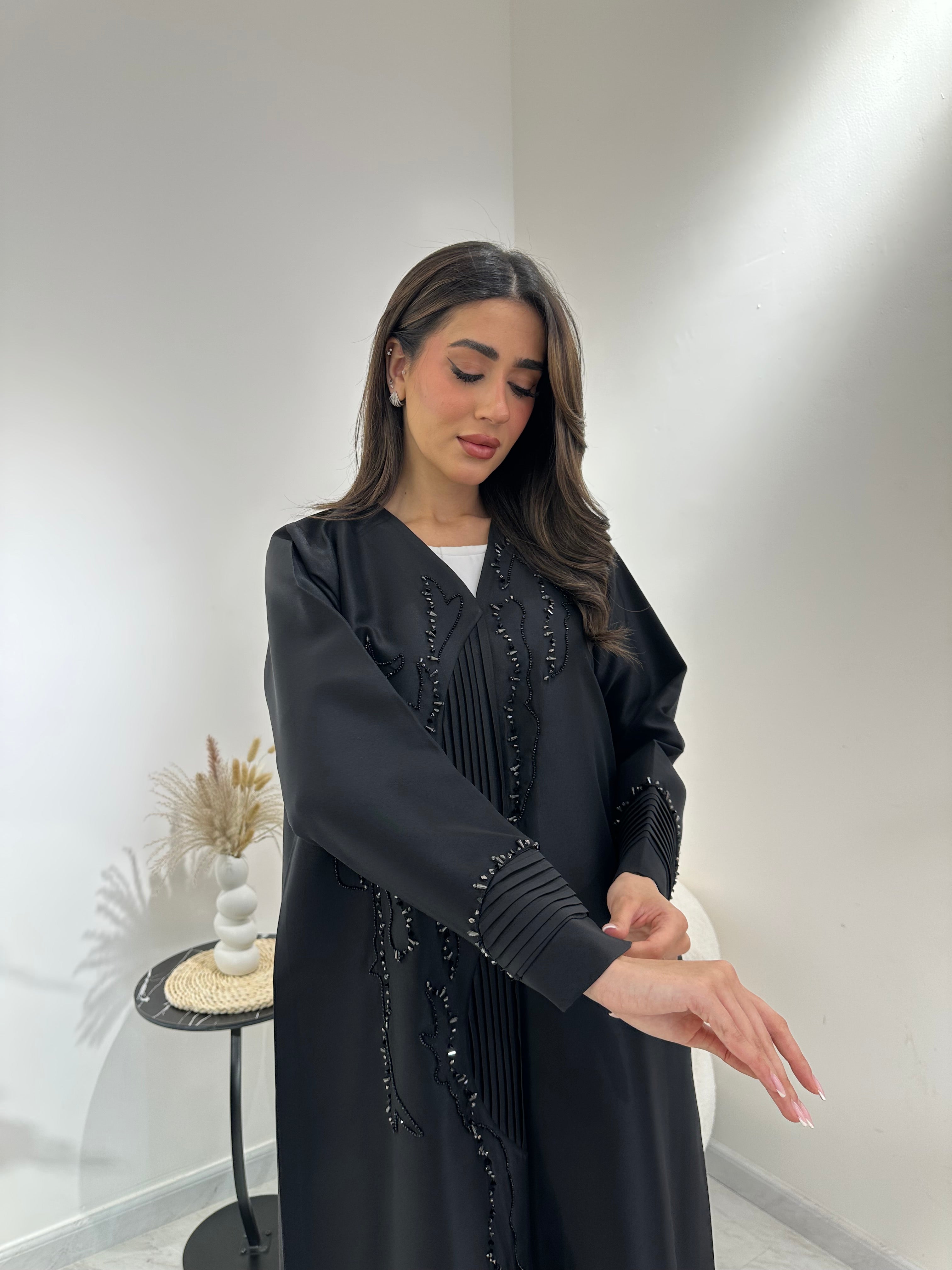 C 1018 Black Beaded Abaya