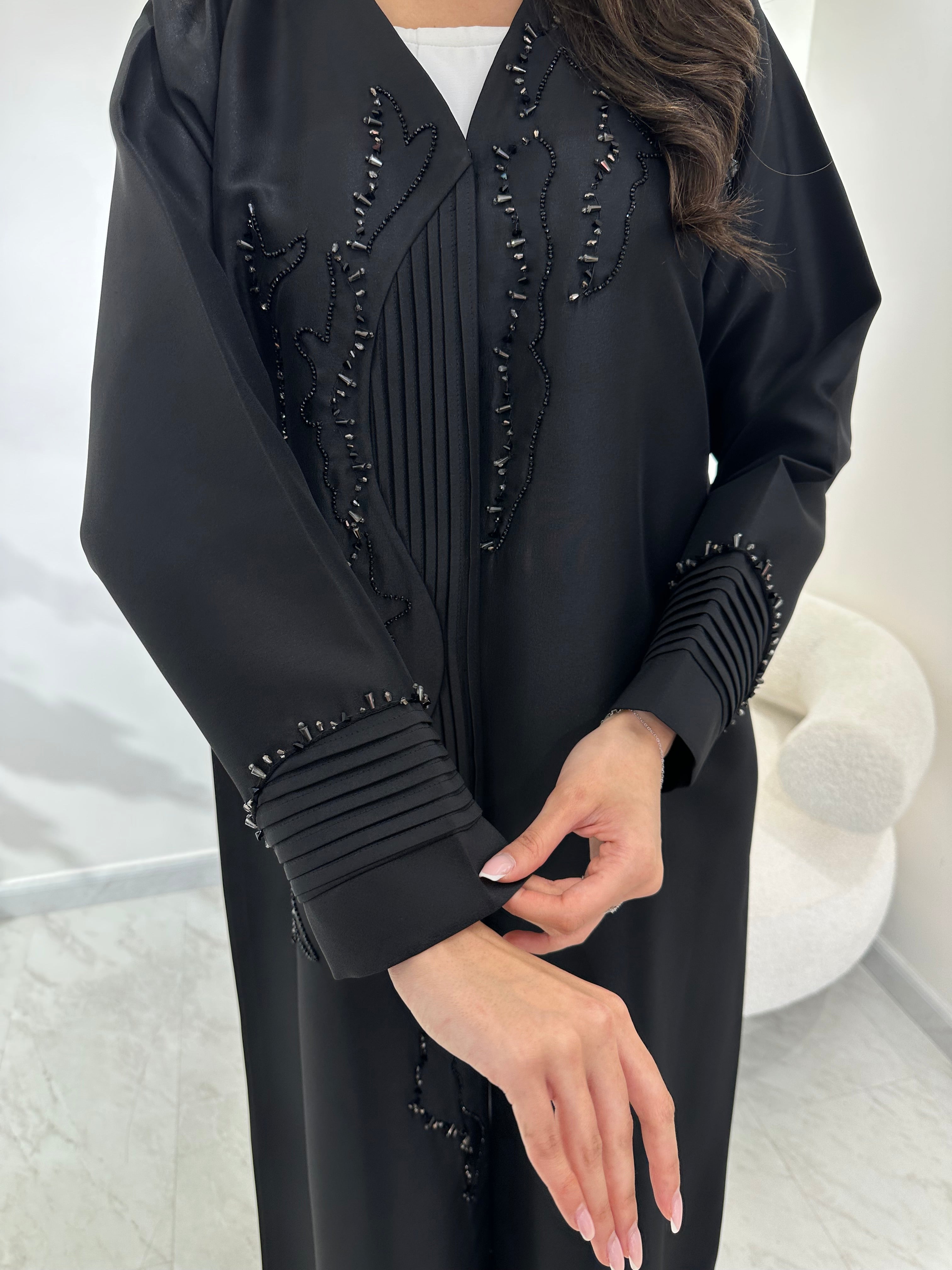 C 1018 Black Beaded Abaya