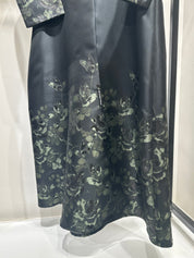 C 1255-07 Black Green Printed Abaya