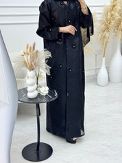 C 1136 Black Organza Abaya