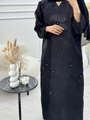 C 1136 Black Organza Abaya